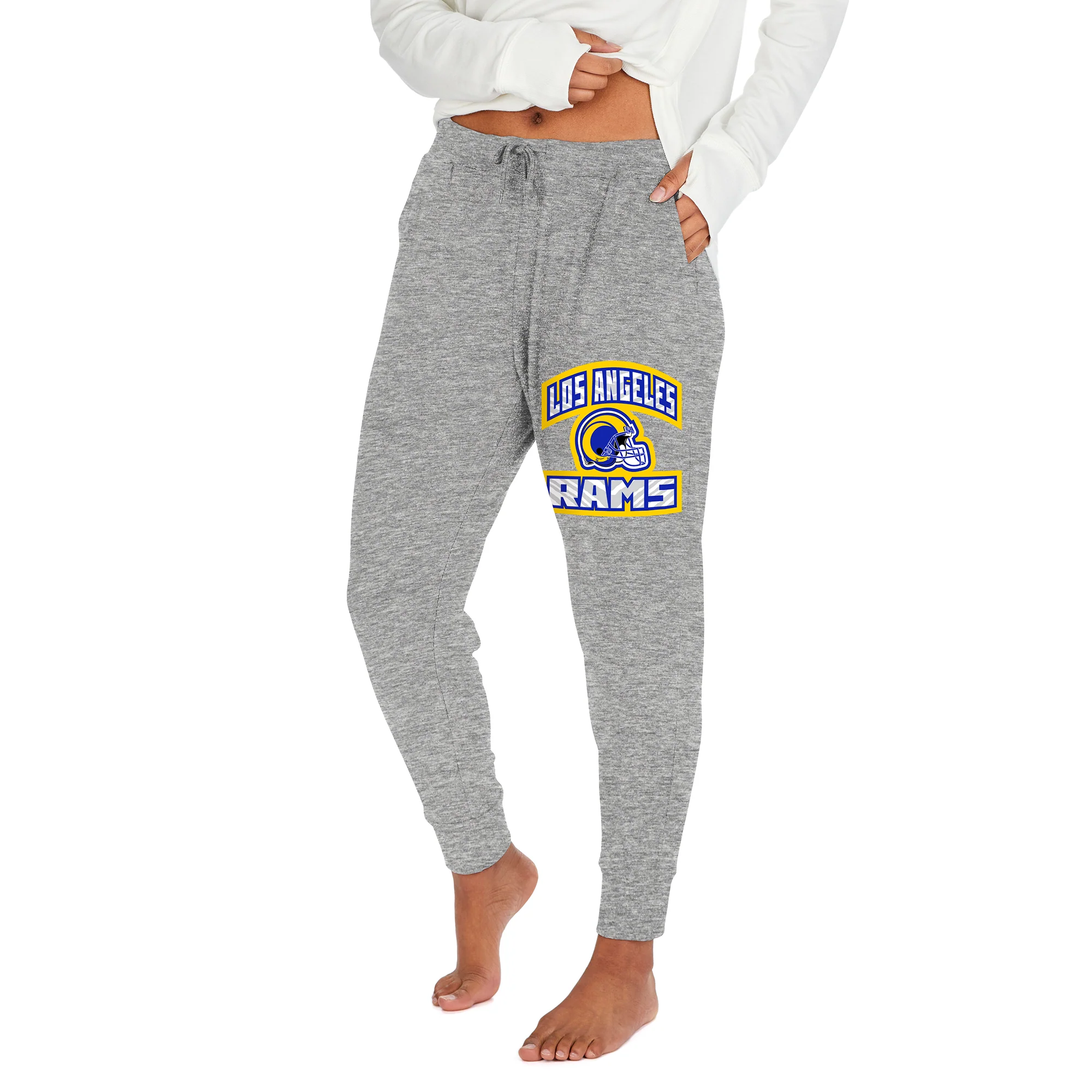 Zubaz NFL Women's Los Angeles Rams Marled Gray Soft Joggers - Image 3