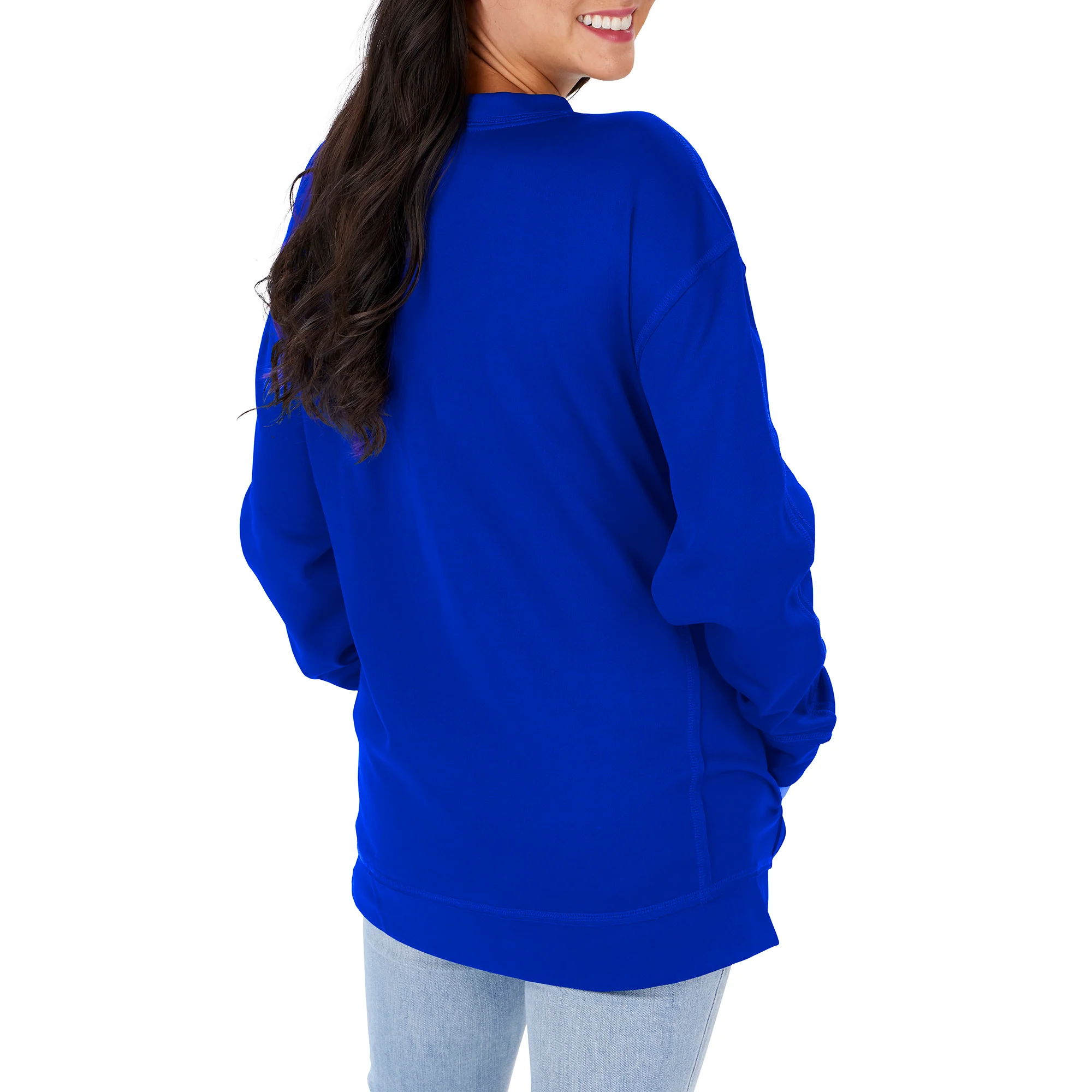 Zubaz NFL Women's Los Angeles Rams Team Color & Slogan Crewneck Sweatshirt - Image 2