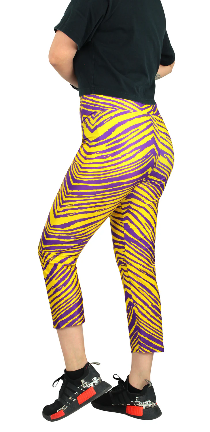 Zubaz NFL Women's Minnesota Vikings 2 Color Zebra Print Capri Legging - Image 2