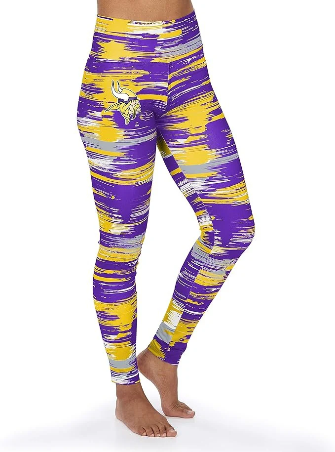 Zubaz NFL Women's Minnesota Vikings Brushed Paint Team Color Leggings - Image 2