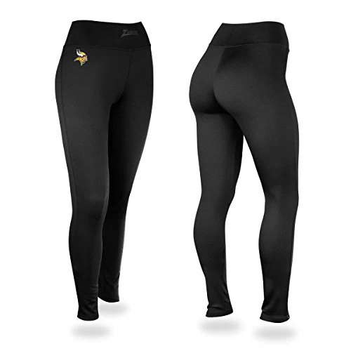 Zubaz NFL Women's Minnesota Vikings Solid Leggings, Black - Image 3