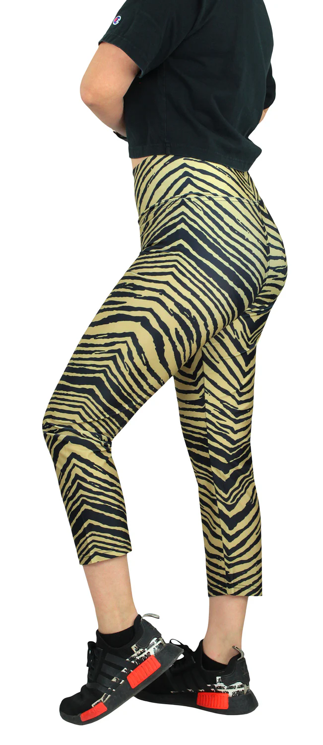 Zubaz NFL Women's New Orleans Saints 2 Color Zebra Print Capri Legging - Image 2