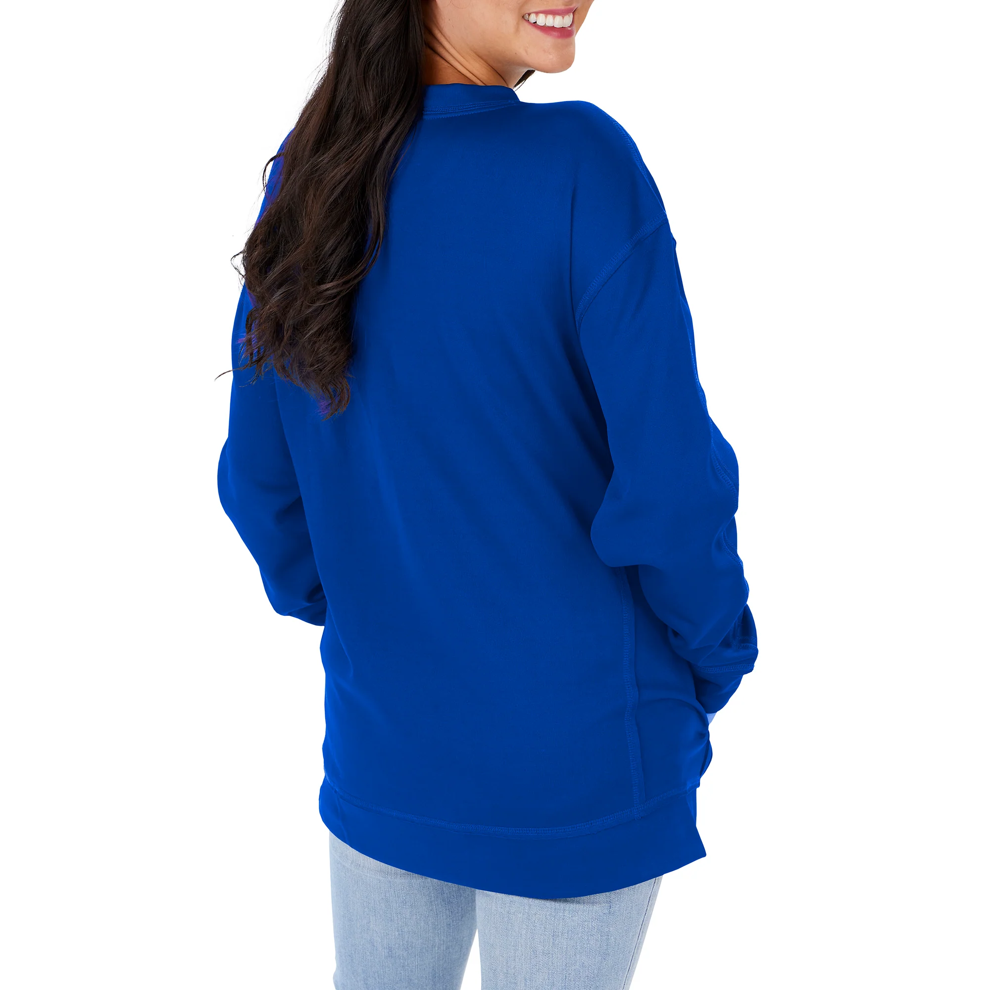 Zubaz NFL Women's New York Giants Team Color & Slogan Crewneck Sweatshirt - Image 2