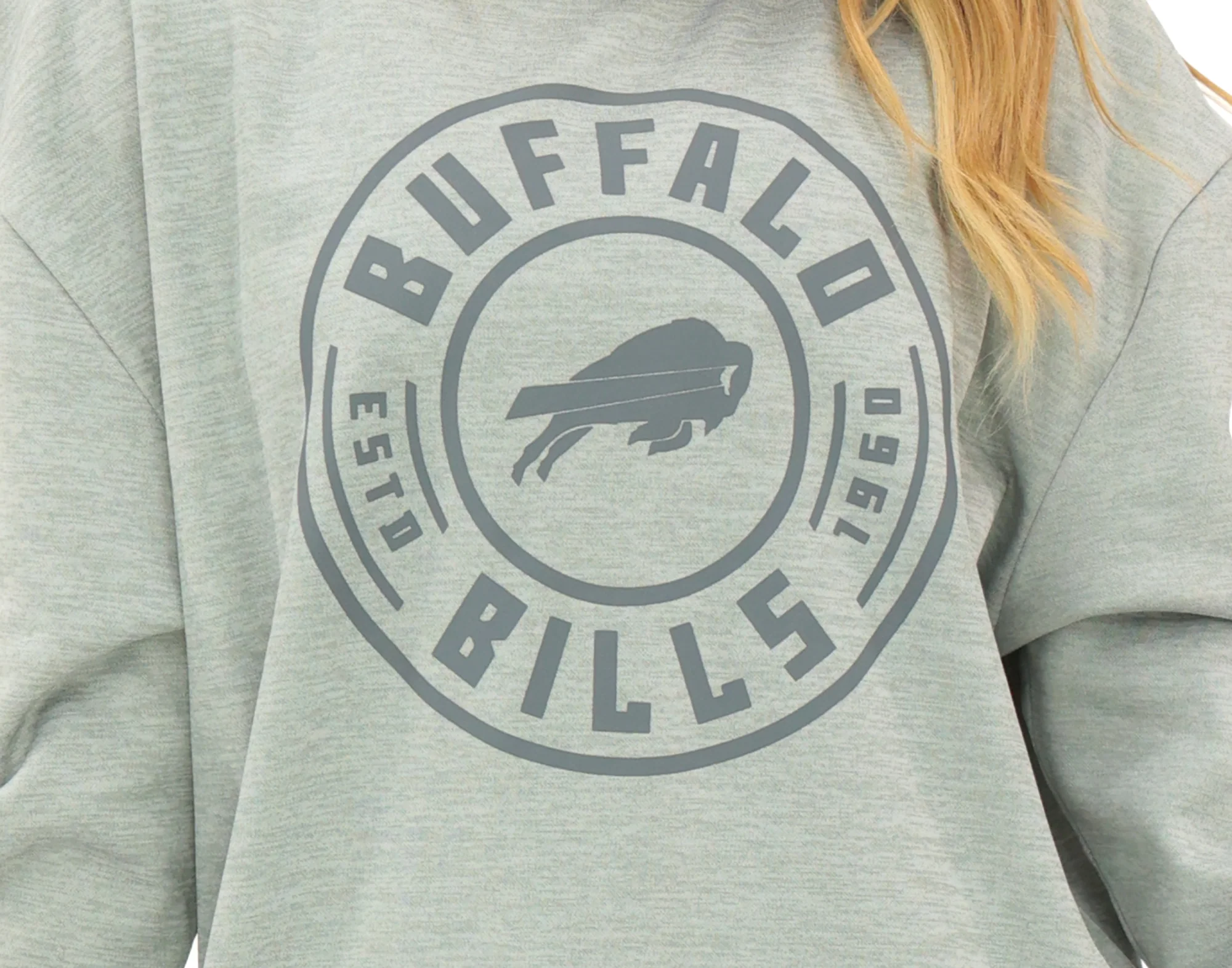 Zubaz NFL Women's Offense 2 Color Tonal Zebra Arm Panels Crewneck with Pockets, BUFFALO BILLS - Image 38