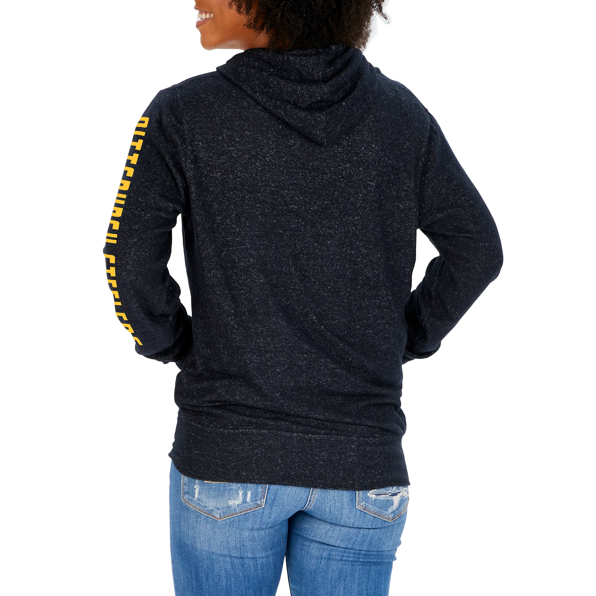 Zubaz NFL Women's Pittsburgh Steelers Marled Soft Pullover Hoodie - Image 2