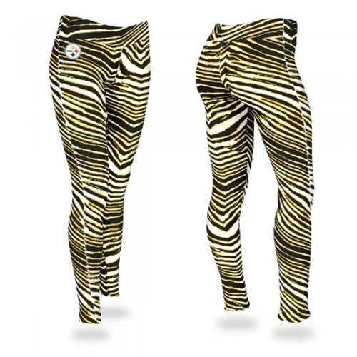 Zubaz NFL Women's Pittsburgh Steelers Zebra Print Legging Bottoms - Image 4