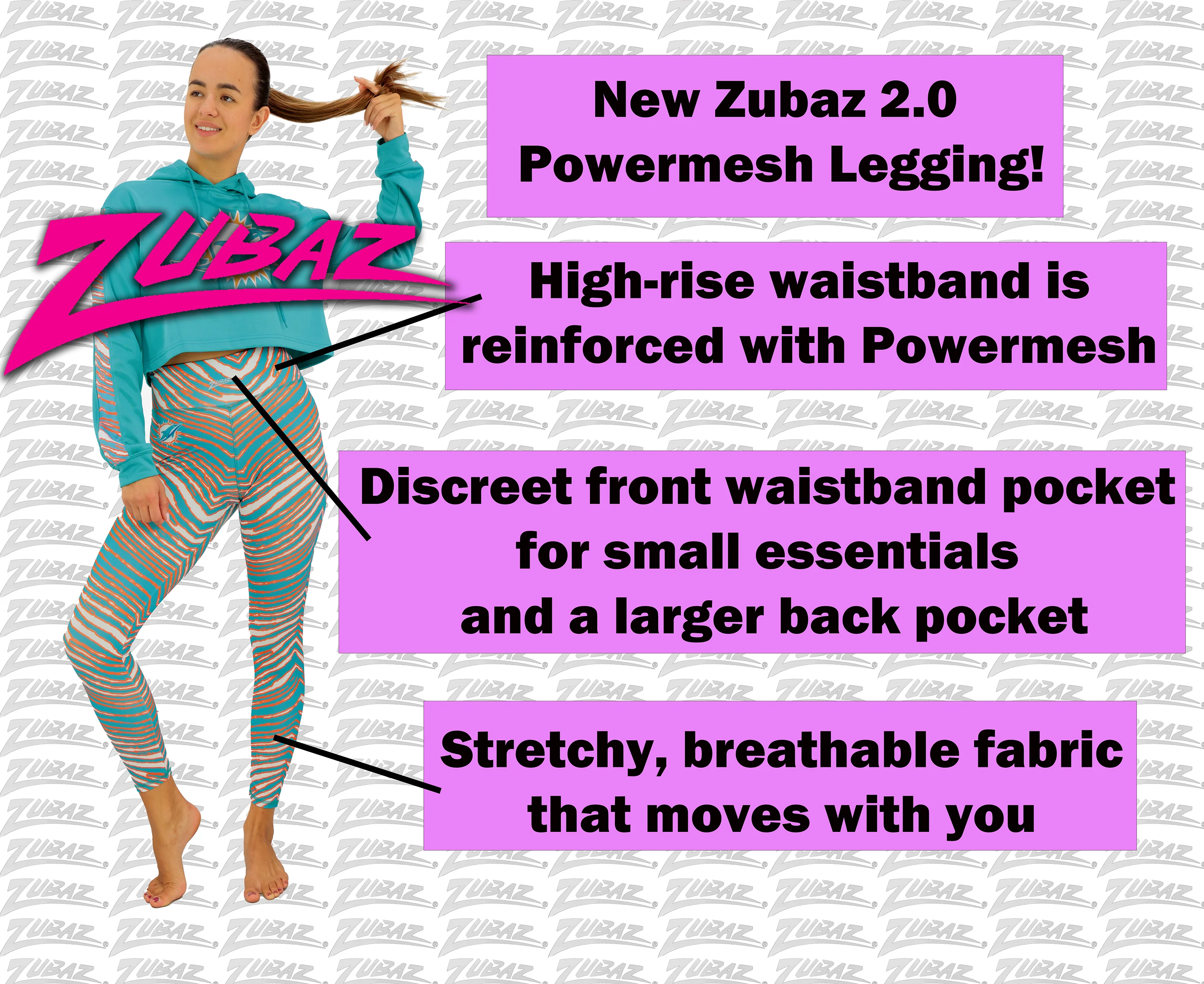 Zubaz NFL Women's Primary Logo Zebra Ombre Leggings, Los Angeles Chargers - Image 11