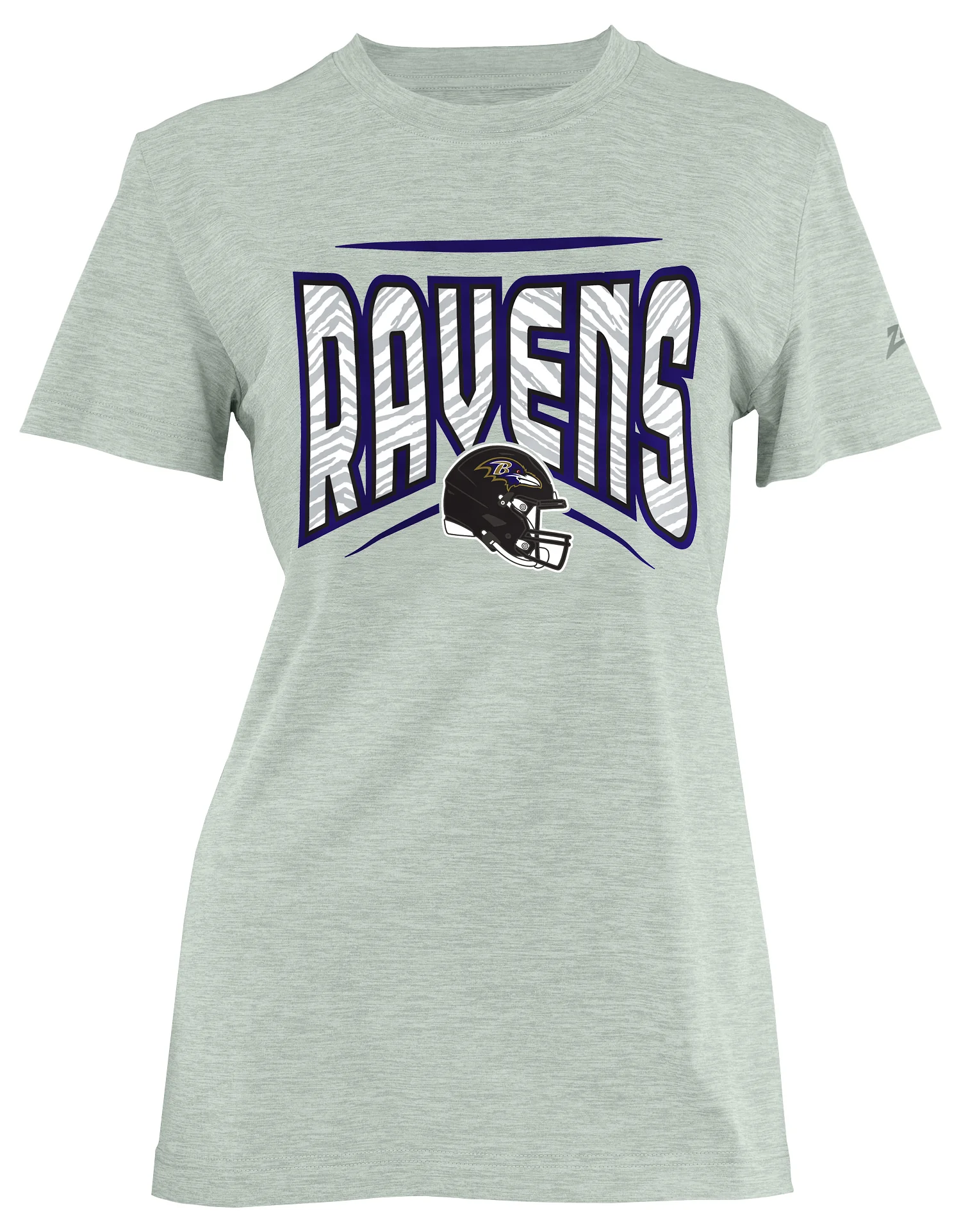 Zubaz NFL Women's Quarterback Heather Gray Color Short Sleeve T-Shirt, Baltimore Ravens - Image 37