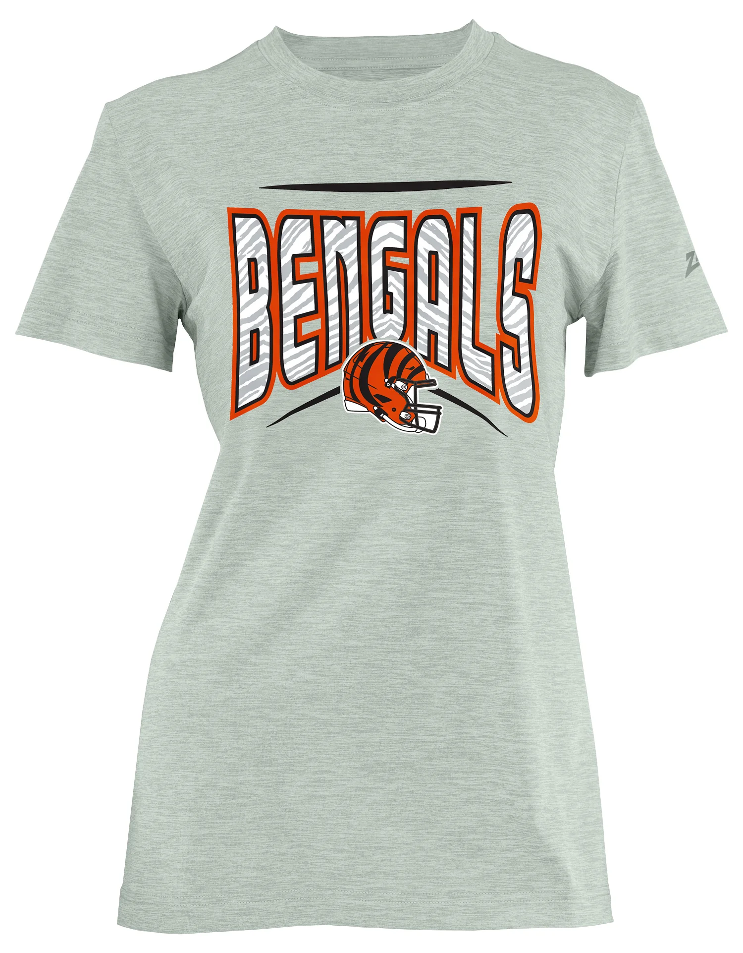 Zubaz NFL Women's Quarterback Heather Gray Color Short Sleeve T-Shirt, Cincinnati Bengals - Image 7