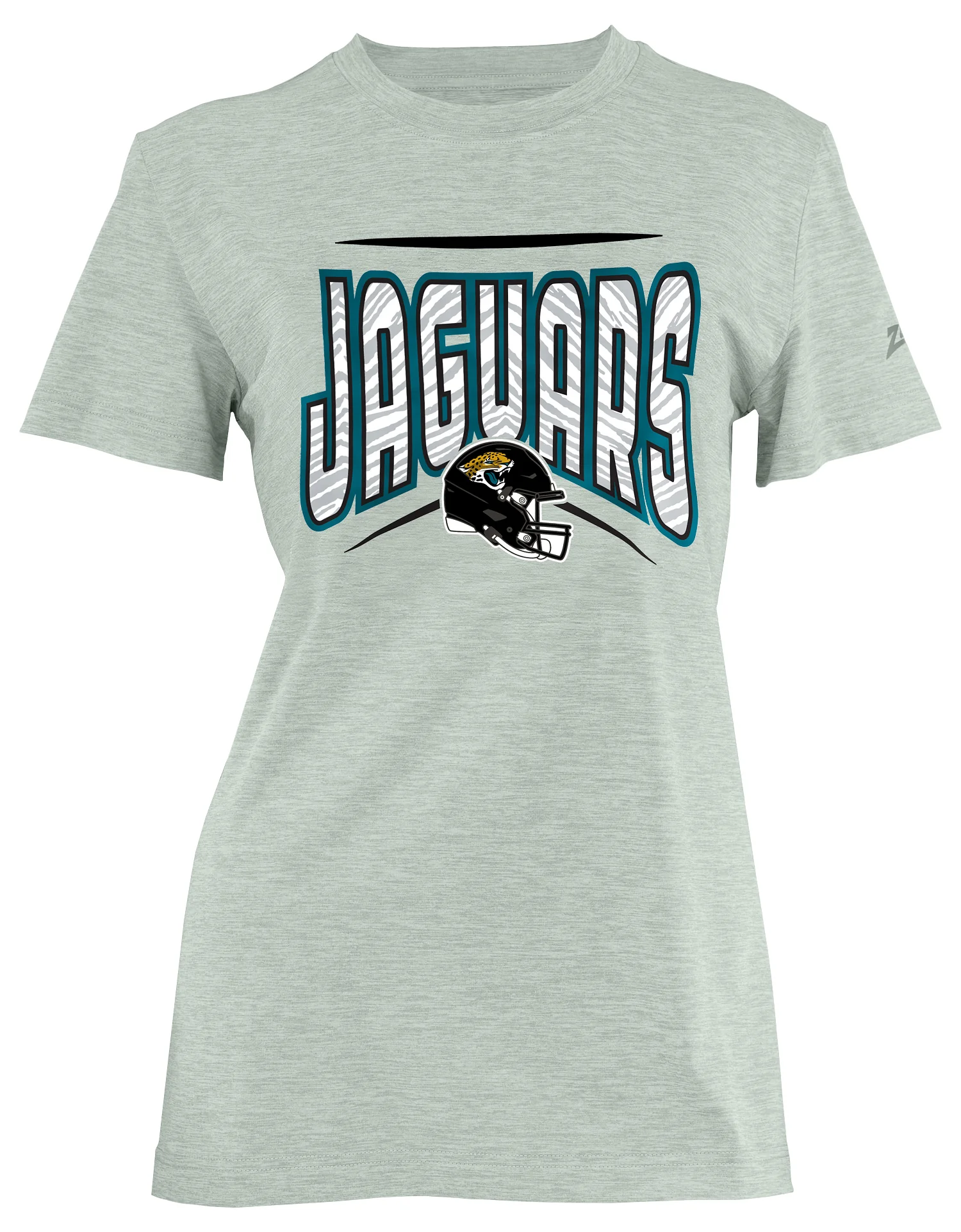 Zubaz NFL Women's Quarterback Heather Gray Color Short Sleeve T-Shirt, Jacksonville Jaguars - Image 2