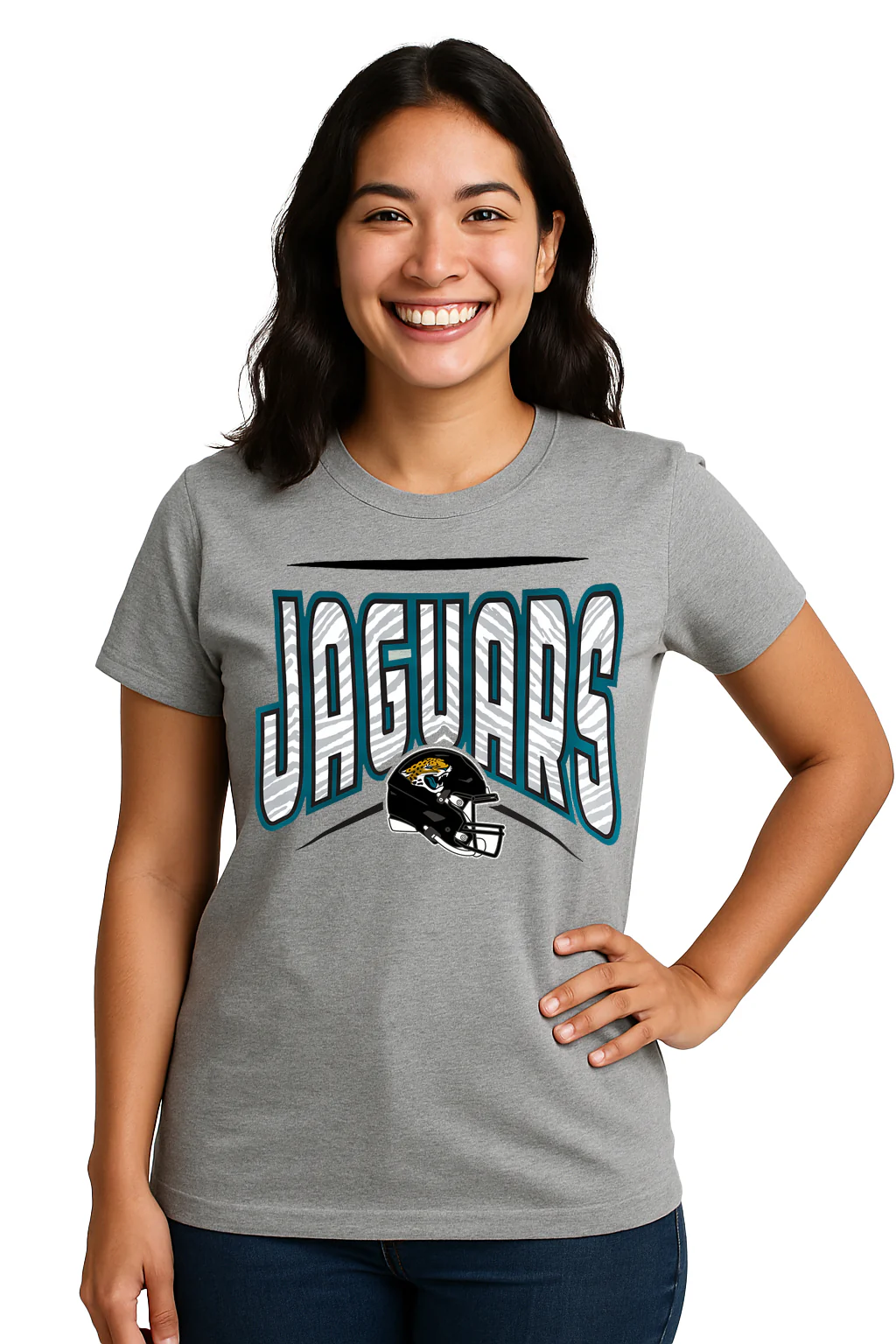 Zubaz NFL Women's Quarterback Heather Gray Color Short Sleeve T-Shirt, Jacksonville Jaguars - Image 30