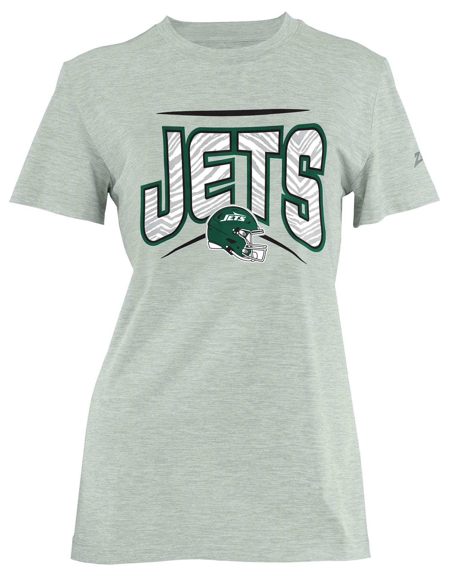Zubaz NFL Women's Quarterback Heather Gray Color Short Sleeve T-Shirt, New York Jets - Image 2