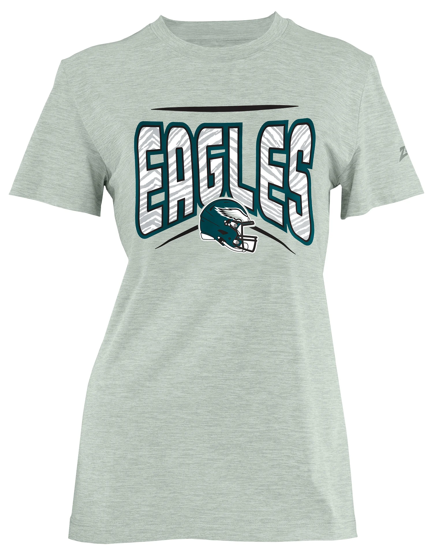 Zubaz NFL Women's Quarterback Heather Gray Color Short Sleeve T-Shirt, Philadelphia Eagles - Image 2