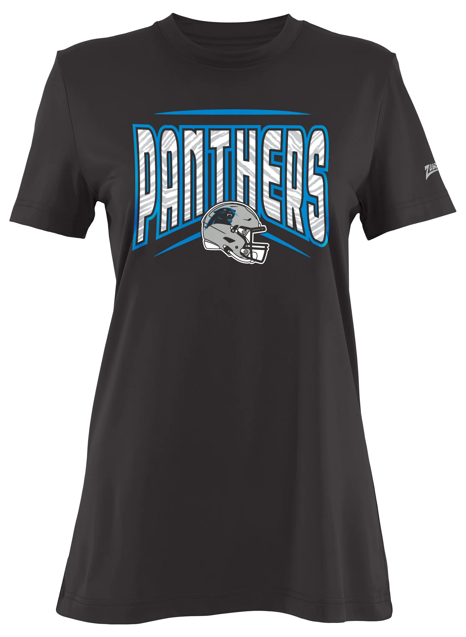 Zubaz NFL Women's Quarterback Team Color Short Sleeve T-Shirt, Carolina Panthers