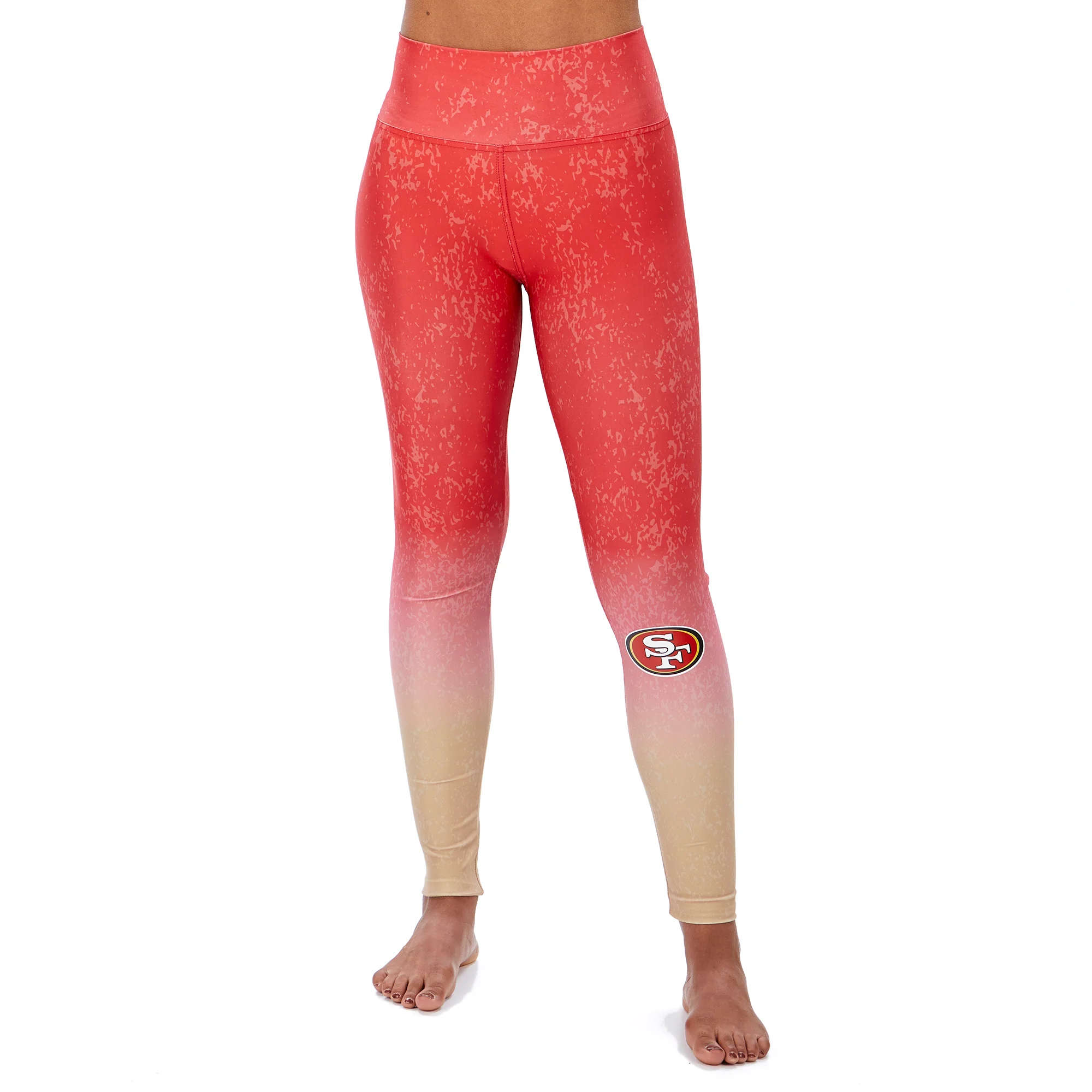 Zubaz NFL WOMENS SAN FRANCISCO 49ERS RED/BRONZE DISTRESSED GRADIENT LEGGING Small - Image 2