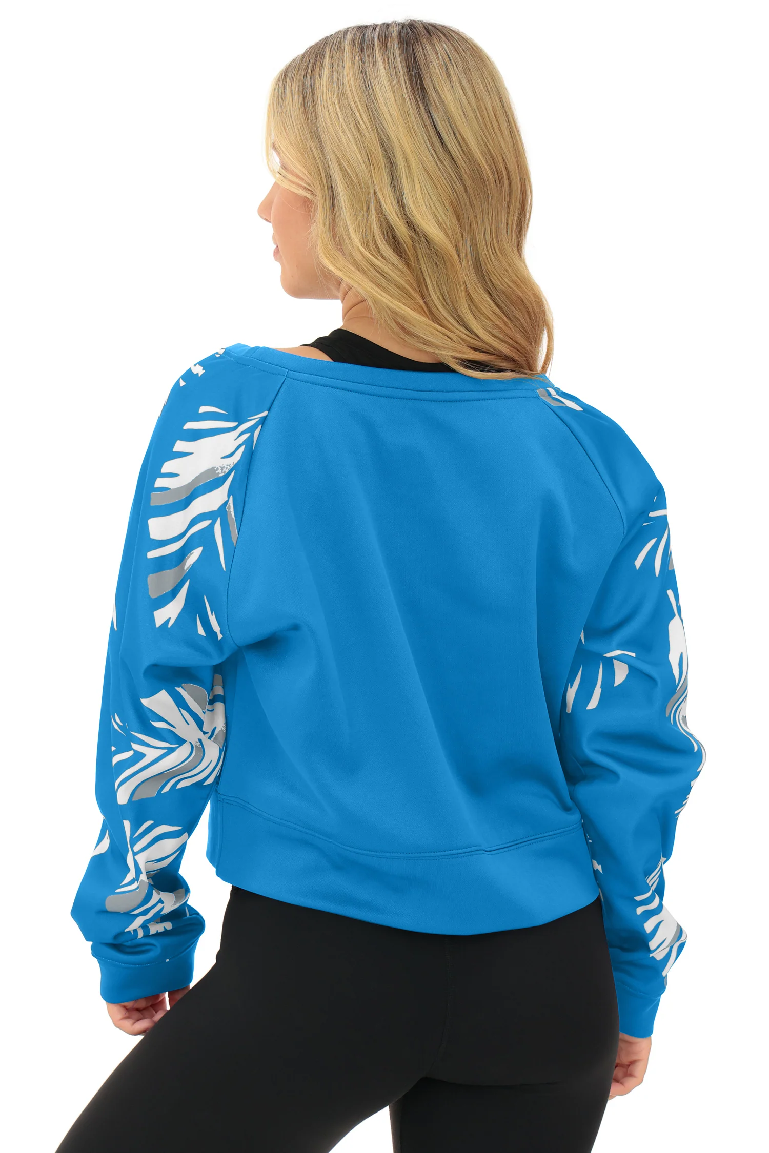 Zubaz NFL   Women's Script 3 Color Leaf Boatneck Raglan Crew, DENVER BRONCOS - Image 3