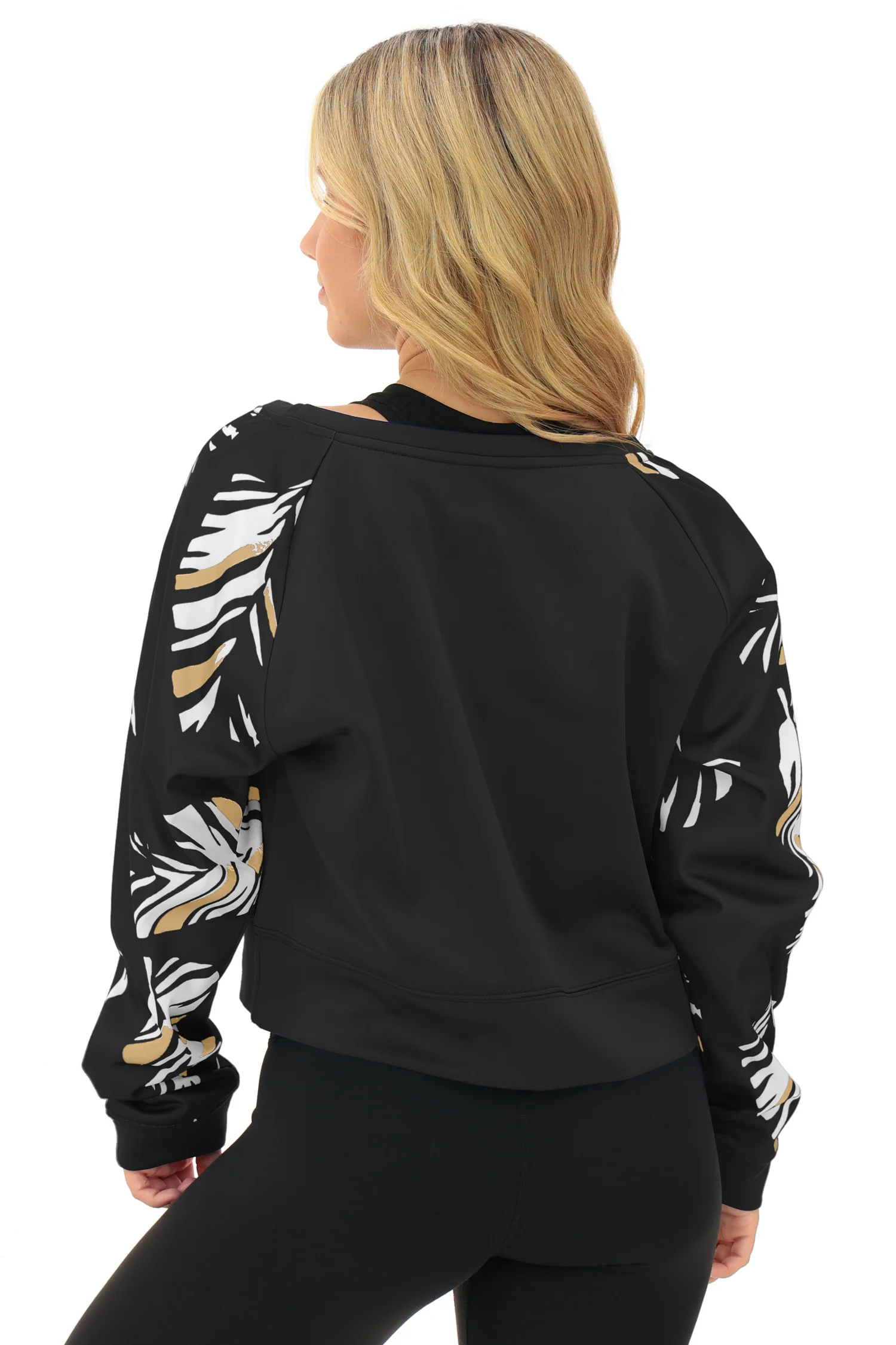 Zubaz NFL Women's Script 3 Color Leaf Boatneck Raglan Crew, NEW ORLEANS SAINTS - Image 3