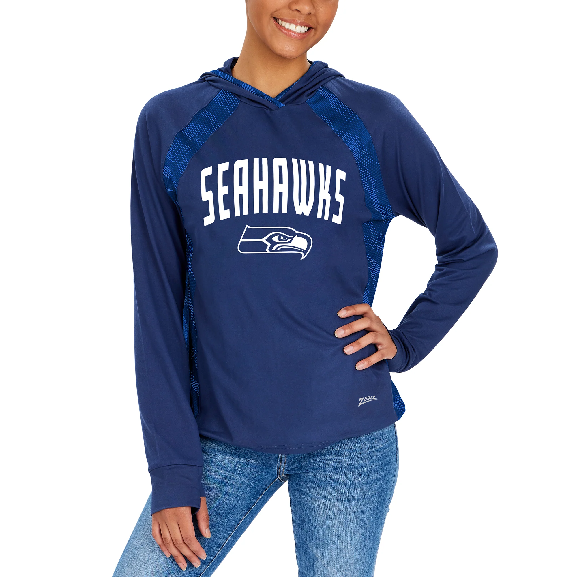 Zubaz NFL Women's Seattle Seahawks Elevated Hoodie W/ Tonal Viper Print - Image 3