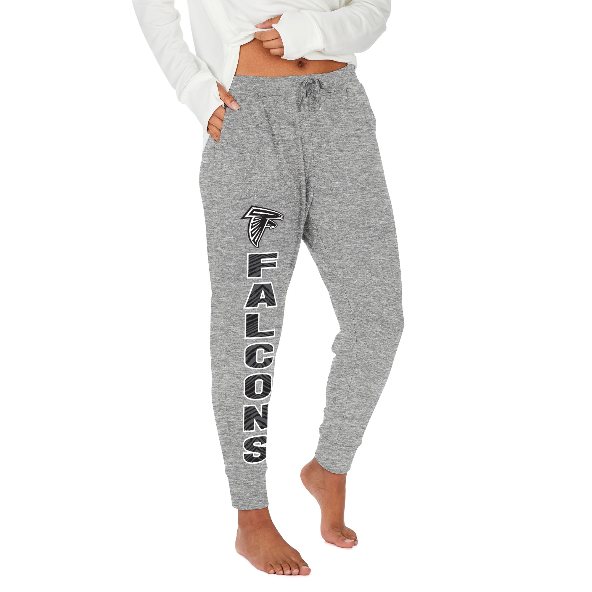 Zubaz NFL Women's Stacked Text Soft Marled Gray Jogger, Atlanta Falcons - Image 10