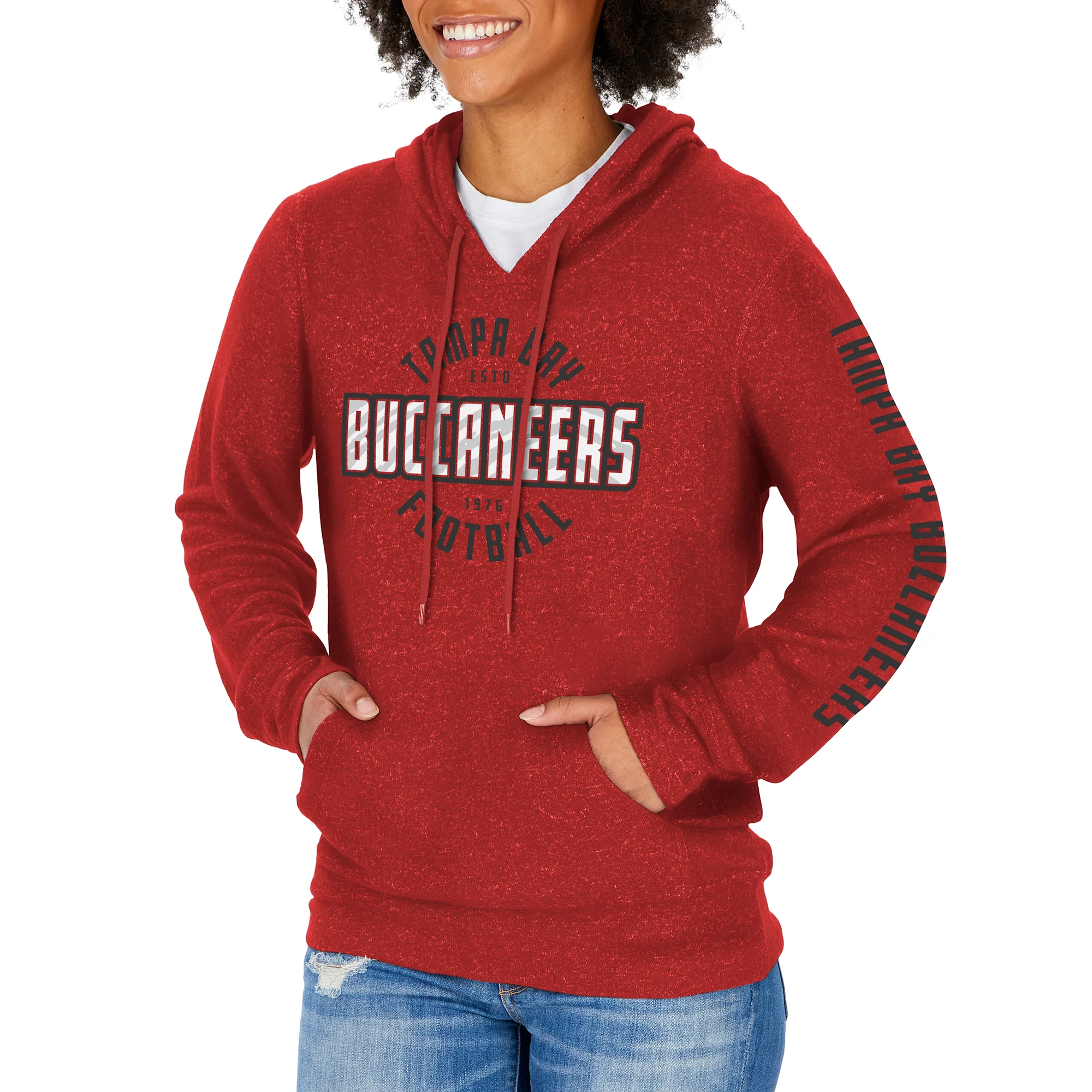 Zubaz NFL Women's Tampa Bay Buccaneers Marled Soft Pullover Hoodie - Image 6