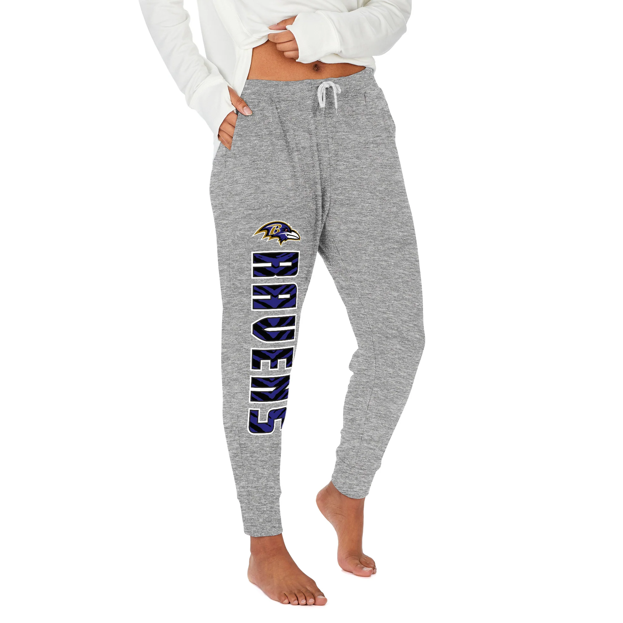 Zubaz NFL Women's Upright Soft Marled Team Color Jogger, Baltimore Ravens - Image 12