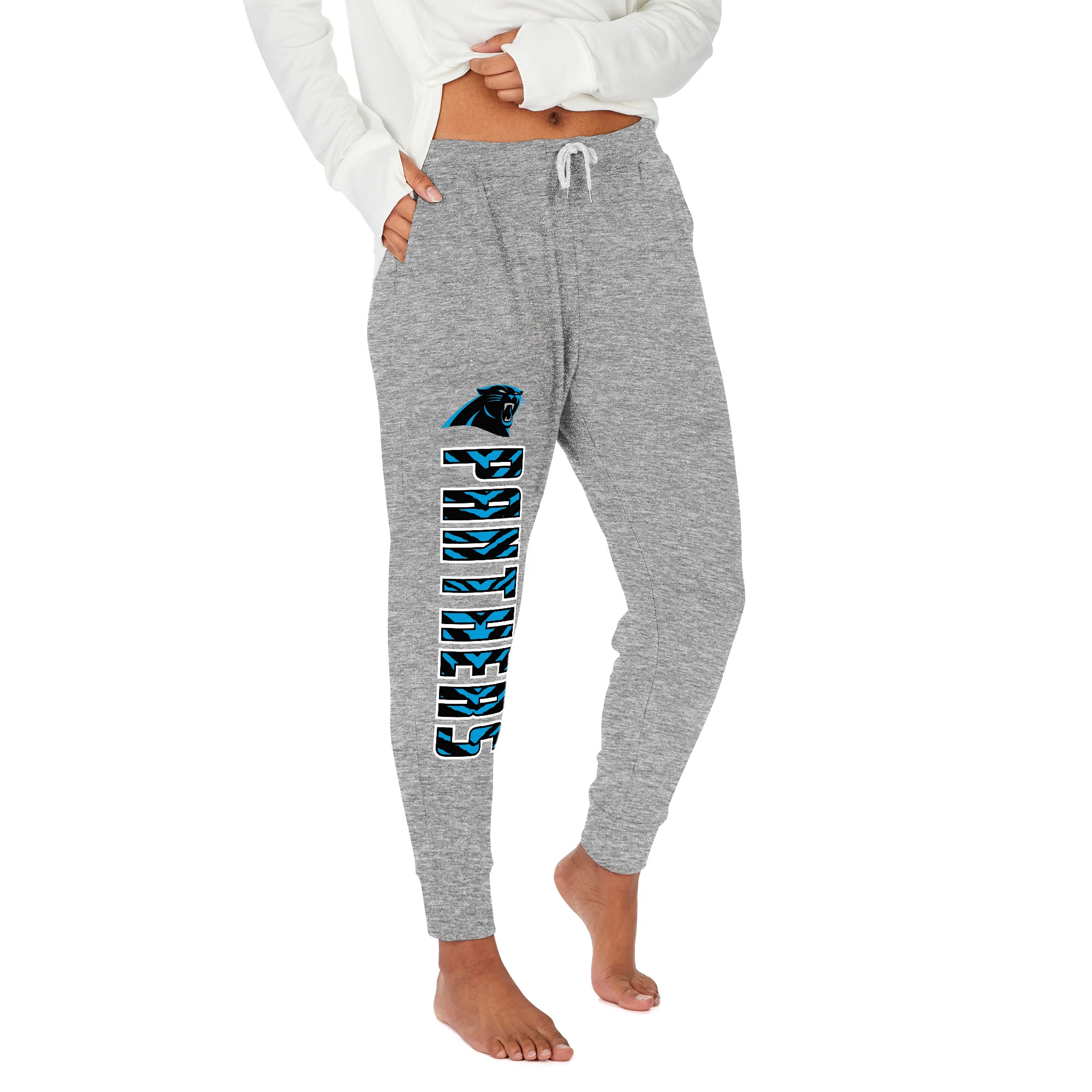 Zubaz NFL Women's Upright Soft Marled Team Color Jogger, Carolina Panthers - Image 15