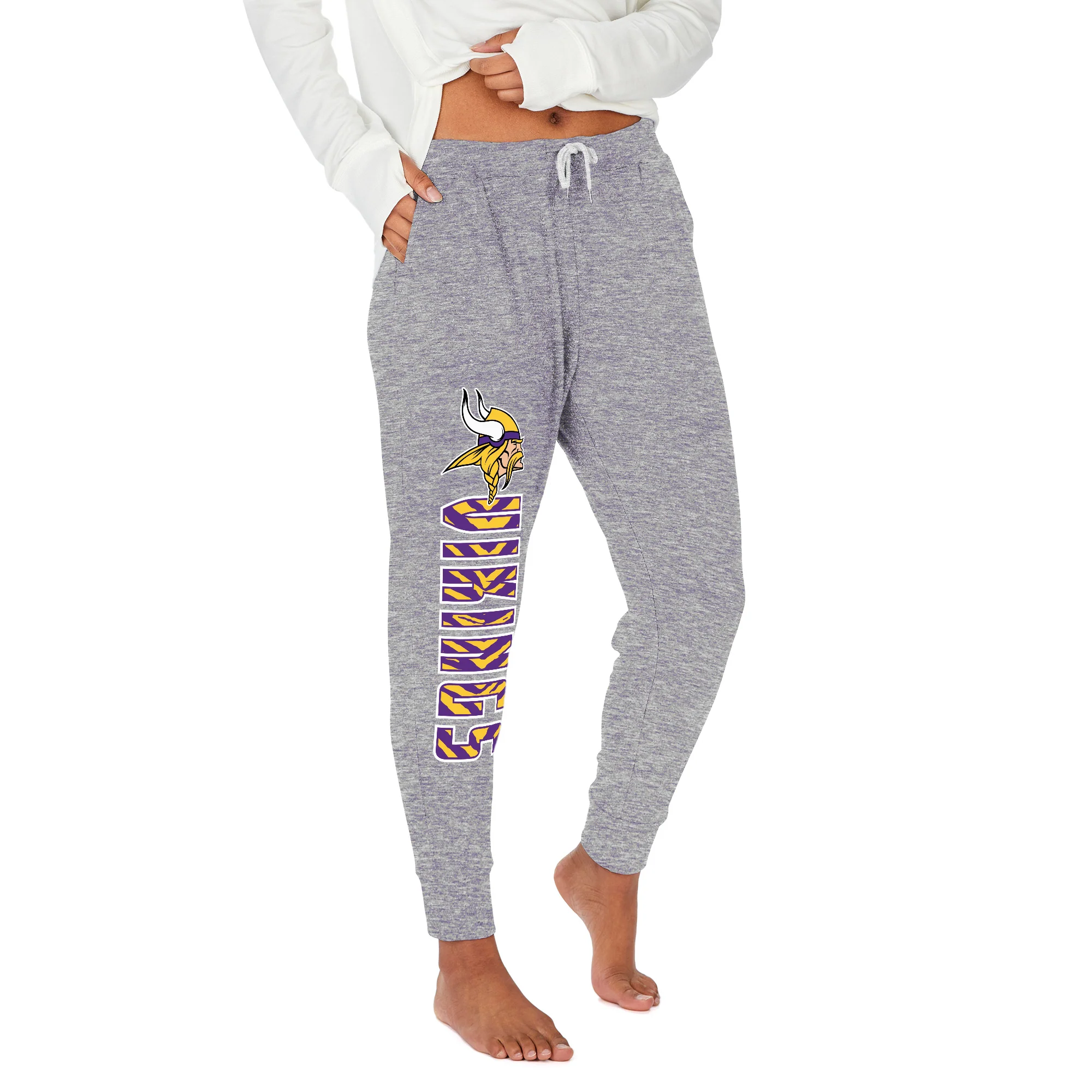 Zubaz NFL Women's Upright Soft Marled Team Color Jogger, Minnesota Vikings - Image 18