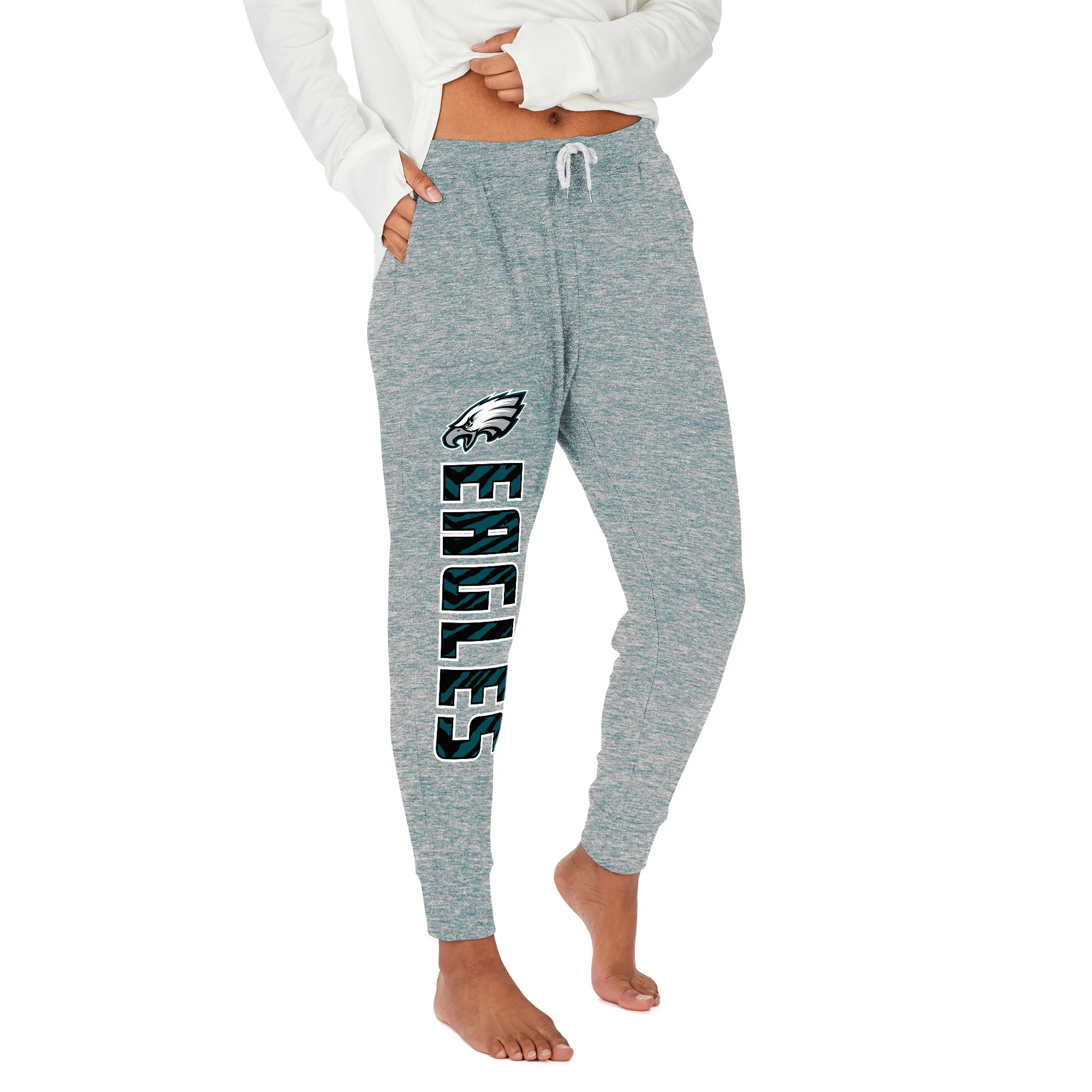 Zubaz NFL Women's Upright Soft Marled Team Color Jogger, Philadelphia Eagles - Image 18