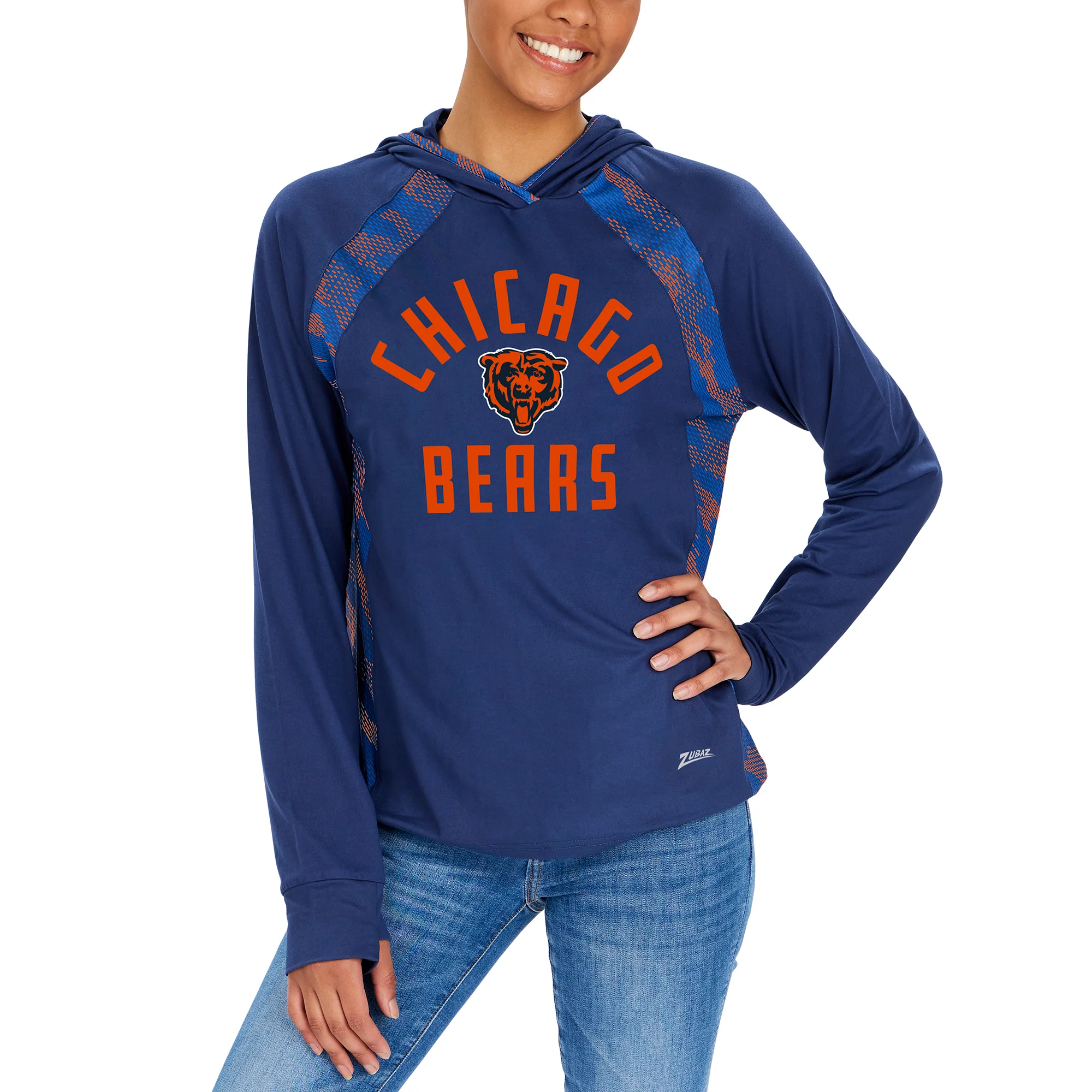 Zubaz NFL Women's Viper Accent Elevated Lightweight Hoodie, CHICAGO BEARS - Image 2