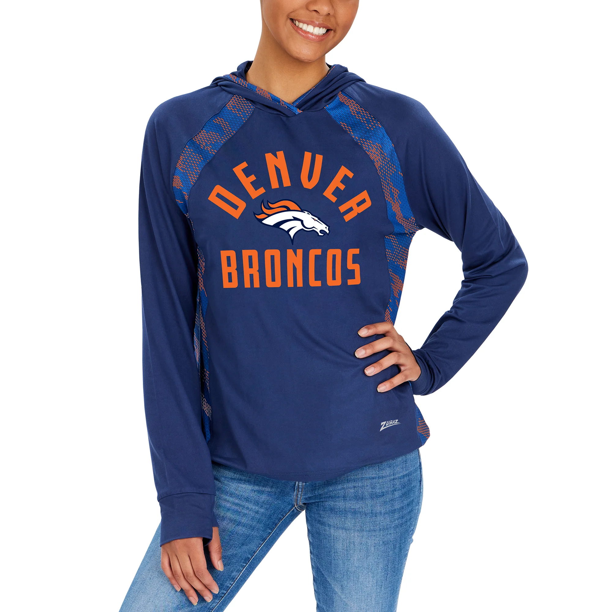 Zubaz NFL Women's Viper Accent Elevated Lightweight Hoodie, DENVER BRONCOS - Image 2