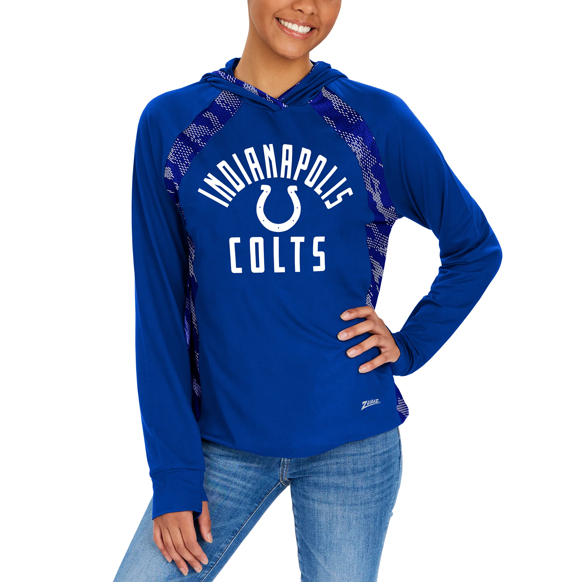 Zubaz NFL  Women's Viper Accent Elevated Lightweight Hoodie, INDIANAPOLIS COLTS - Image 2