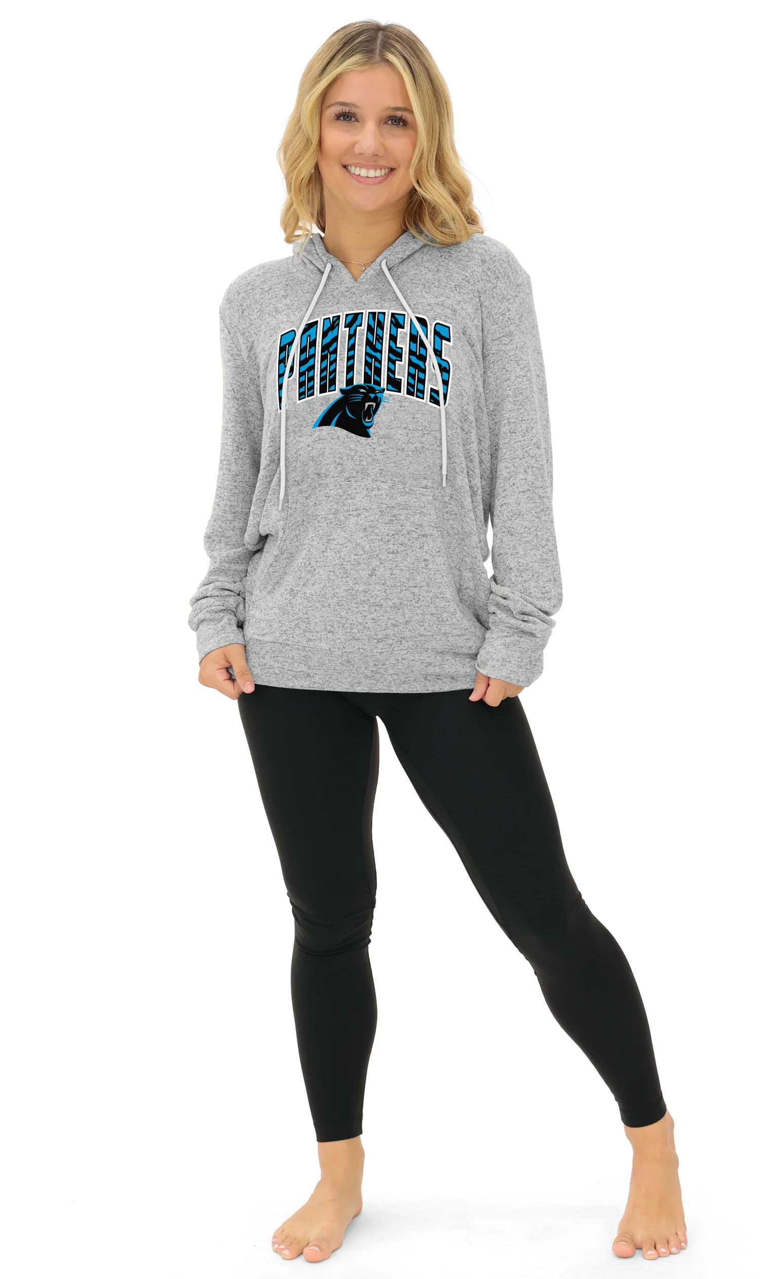 Zubaz NFL Women's Zebra Arch Soft Marled Team Color Hoodie, Carolina Panthers - Image 25