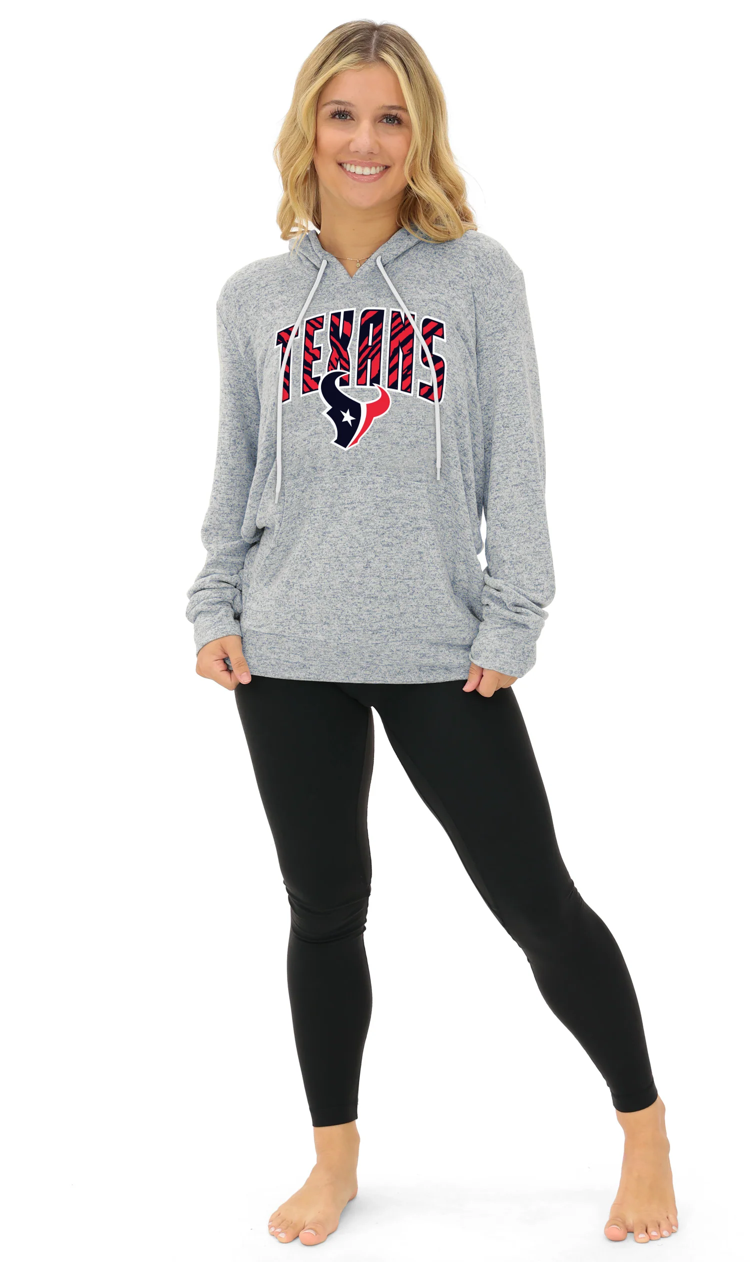 Zubaz NFL Women's Zebra Arch Soft Marled Team Color Hoodie, Houston Texans - Image 17