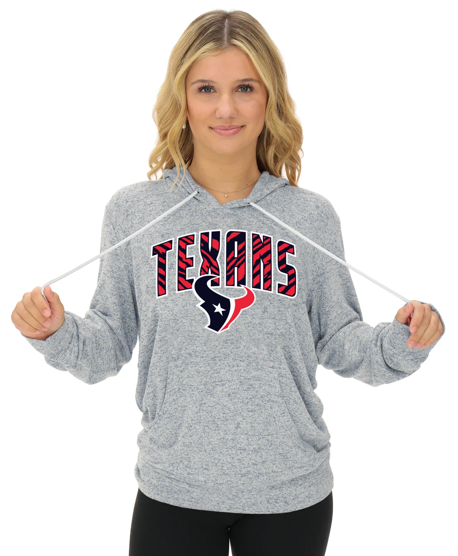 Zubaz NFL Women's Zebra Arch Soft Marled Team Color Hoodie, Houston Texans - Image 20