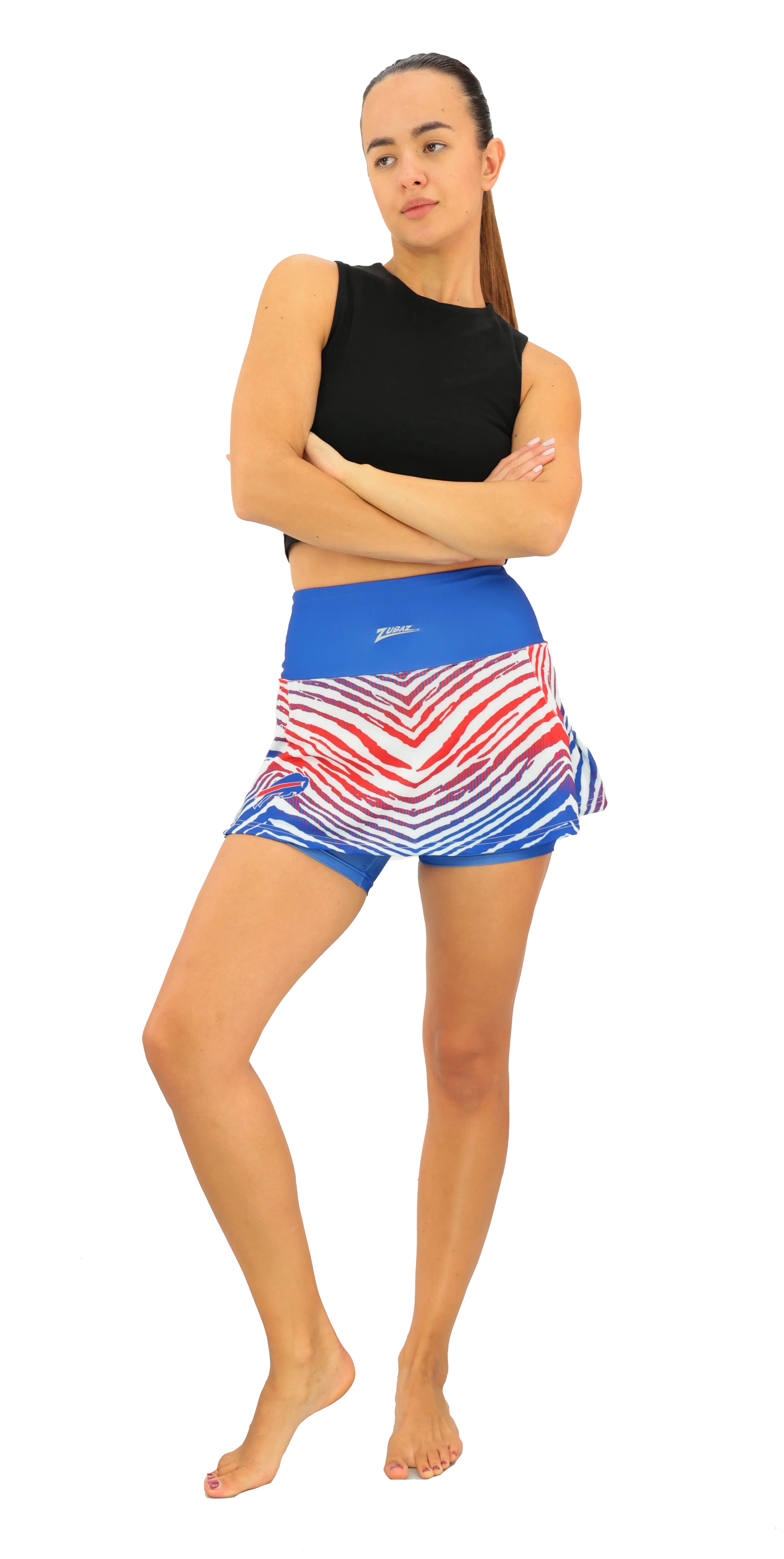 Zubaz NFL Women's Zebra Ombre Skort Team Primary Logo, Buffalo Bills - Image 4