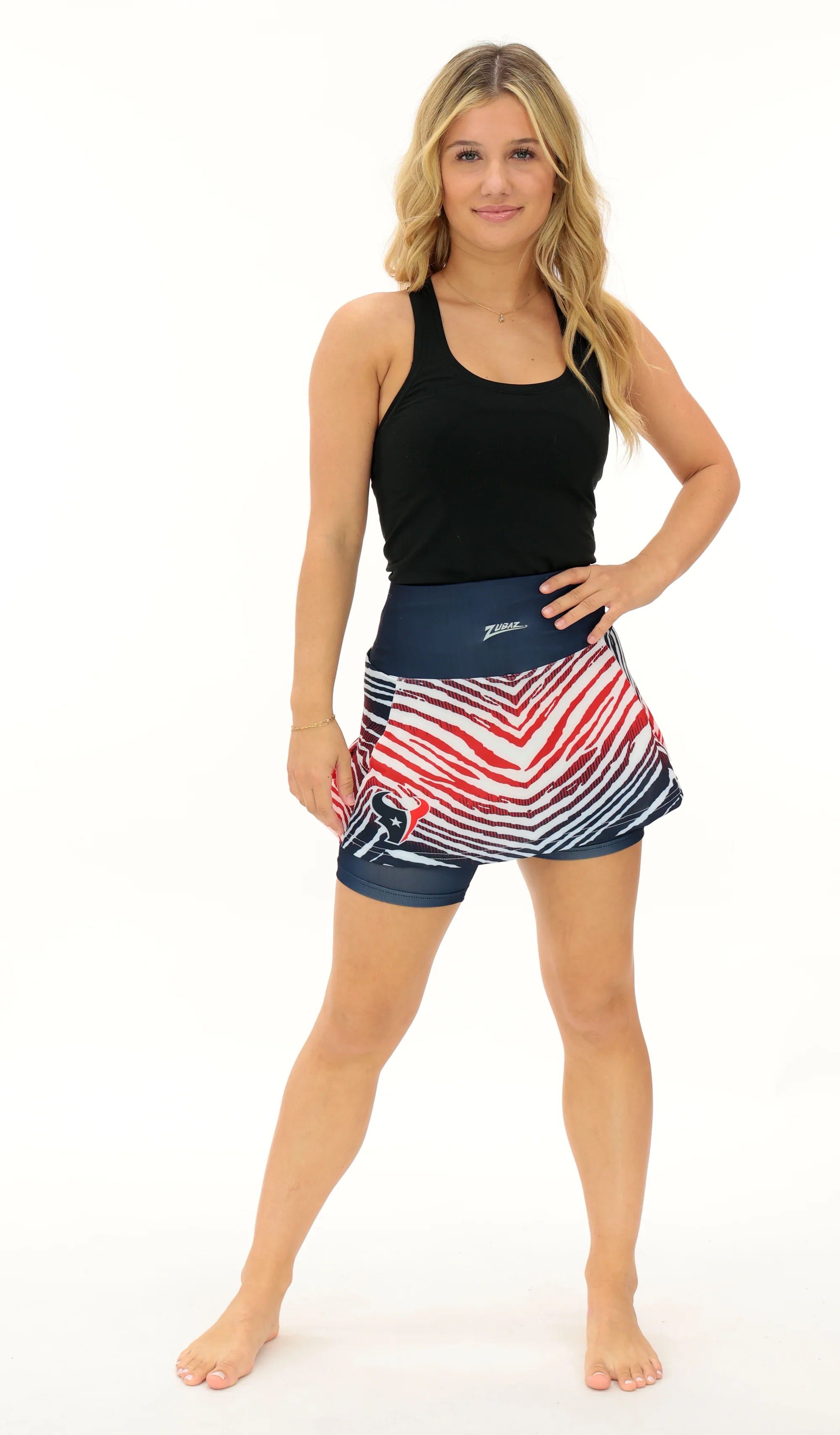 Zubaz NFL Women's Zebra Ombre Skort Team Primary Logo, Houston Texans - Image 15