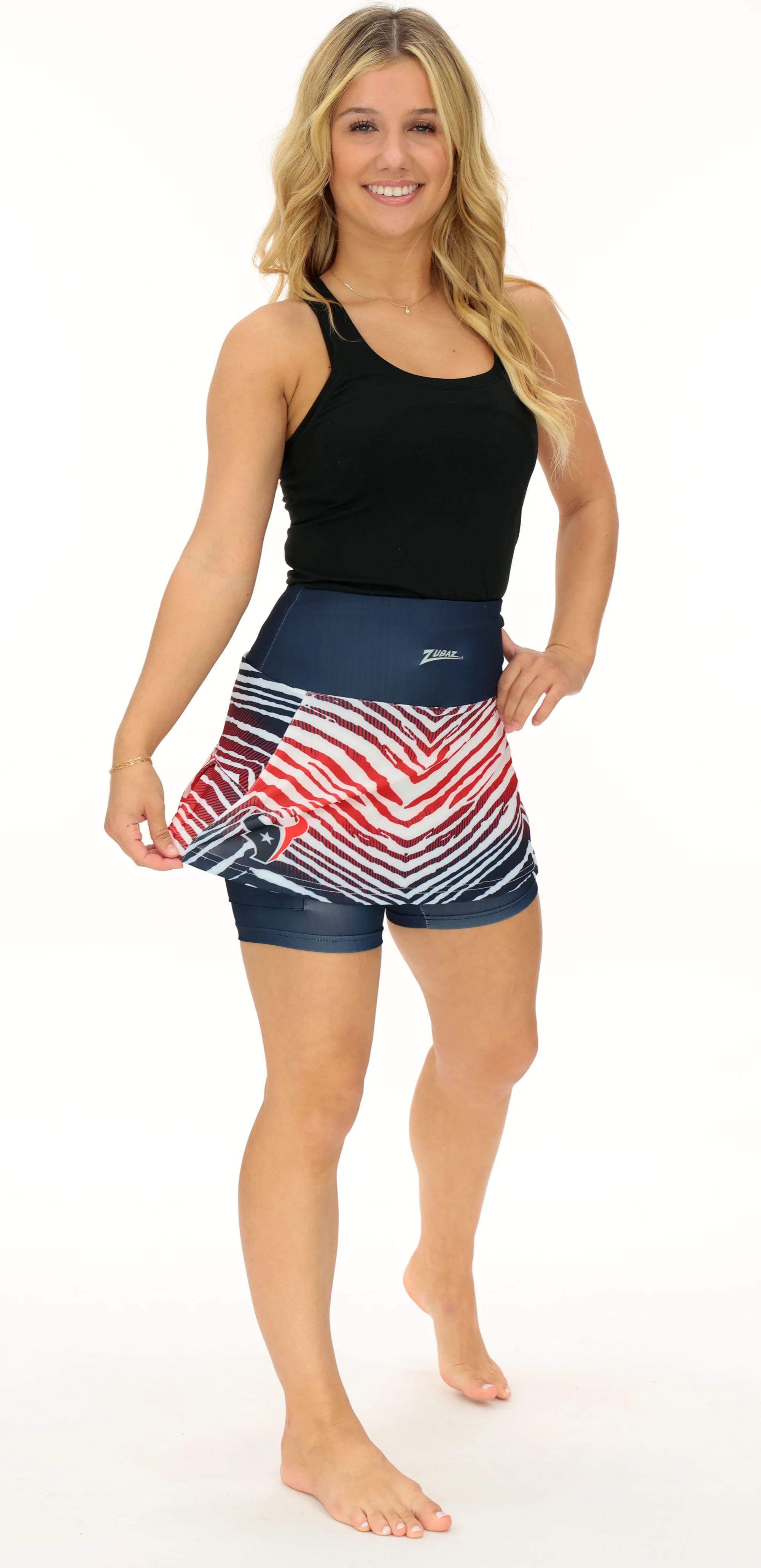 Zubaz NFL Women's Zebra Ombre Skort Team Primary Logo, Houston Texans - Image 17