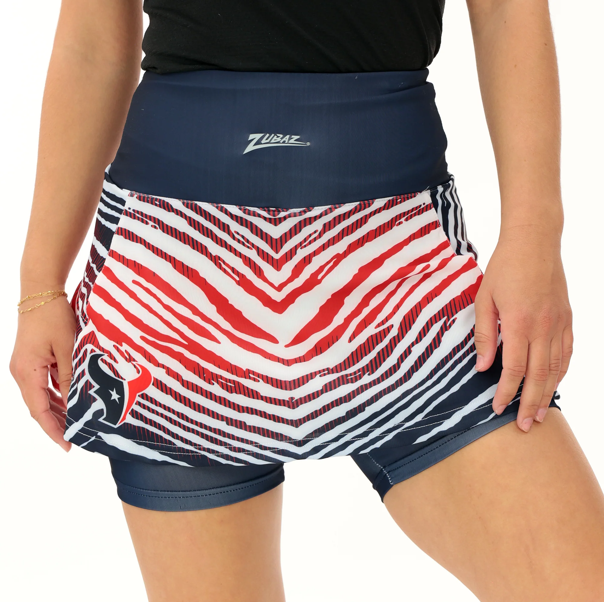 Zubaz NFL Women's Zebra Ombre Skort Team Primary Logo, Houston Texans - Image 56