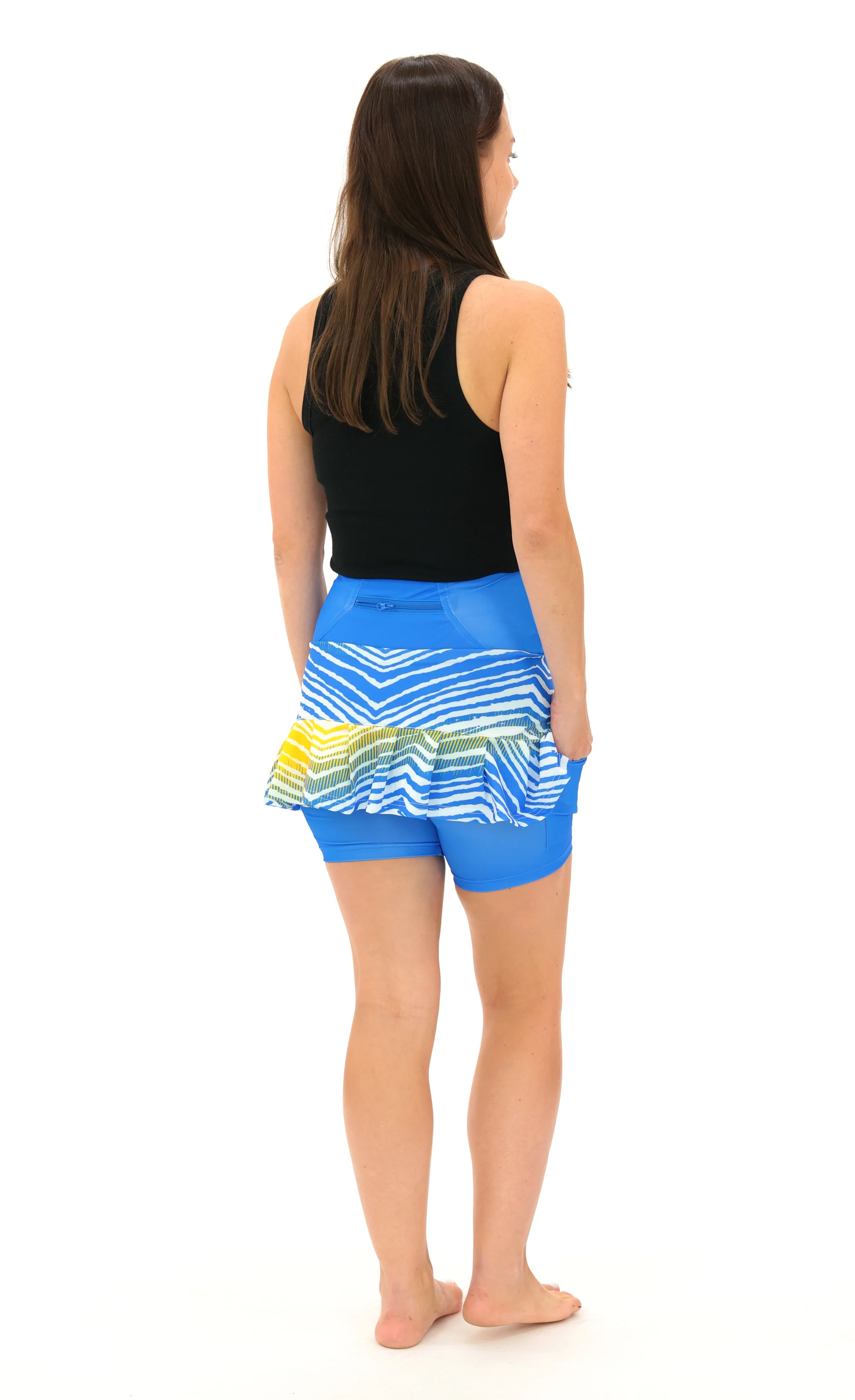 Zubaz NFL Women's Zebra Ombre Skort Team Primary Logo, Los Angeles Chargers - Image 4