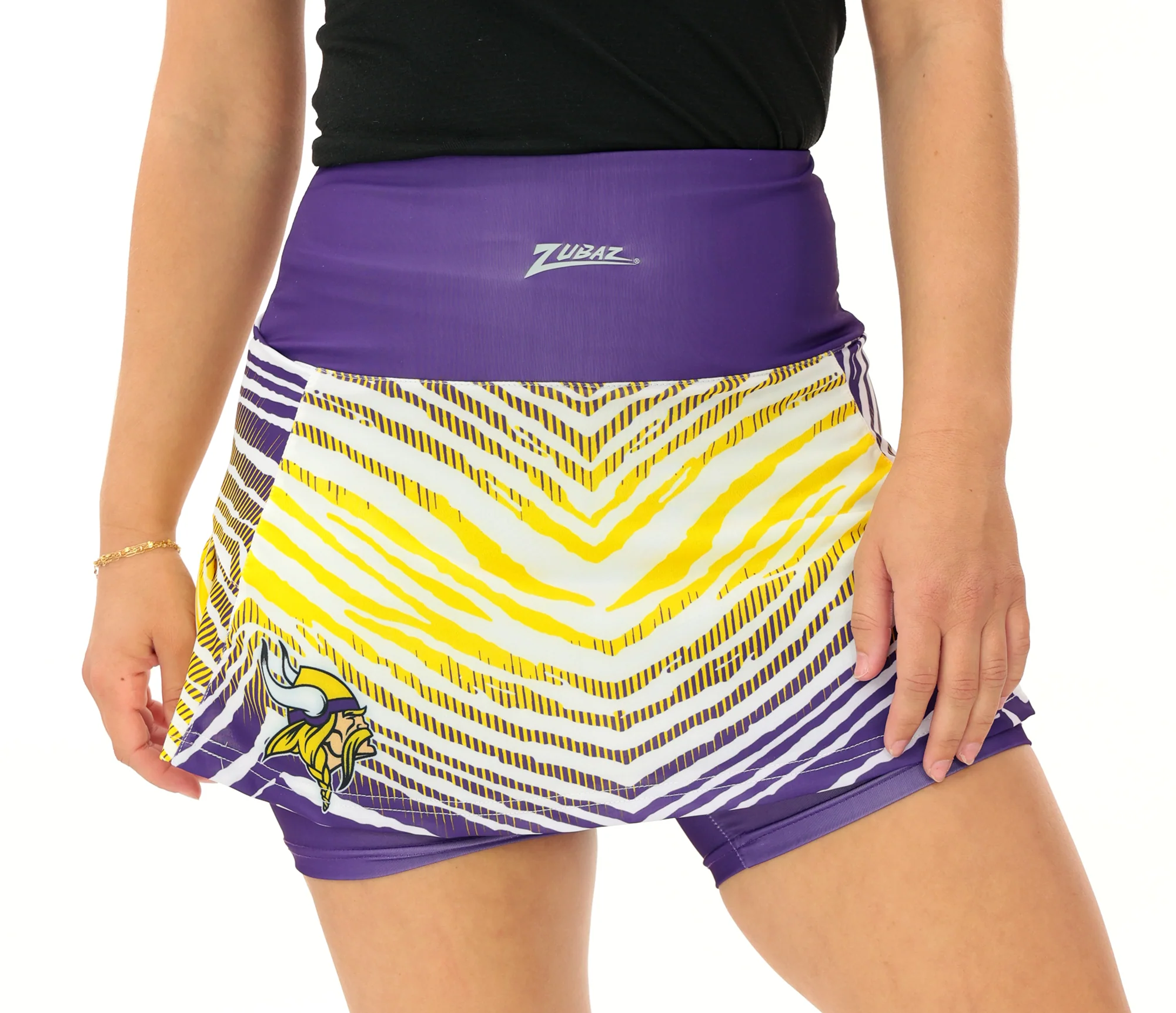 Zubaz NFL Women's Zebra Ombre Skort Team Primary Logo, Minnesota Vikings - Image 42