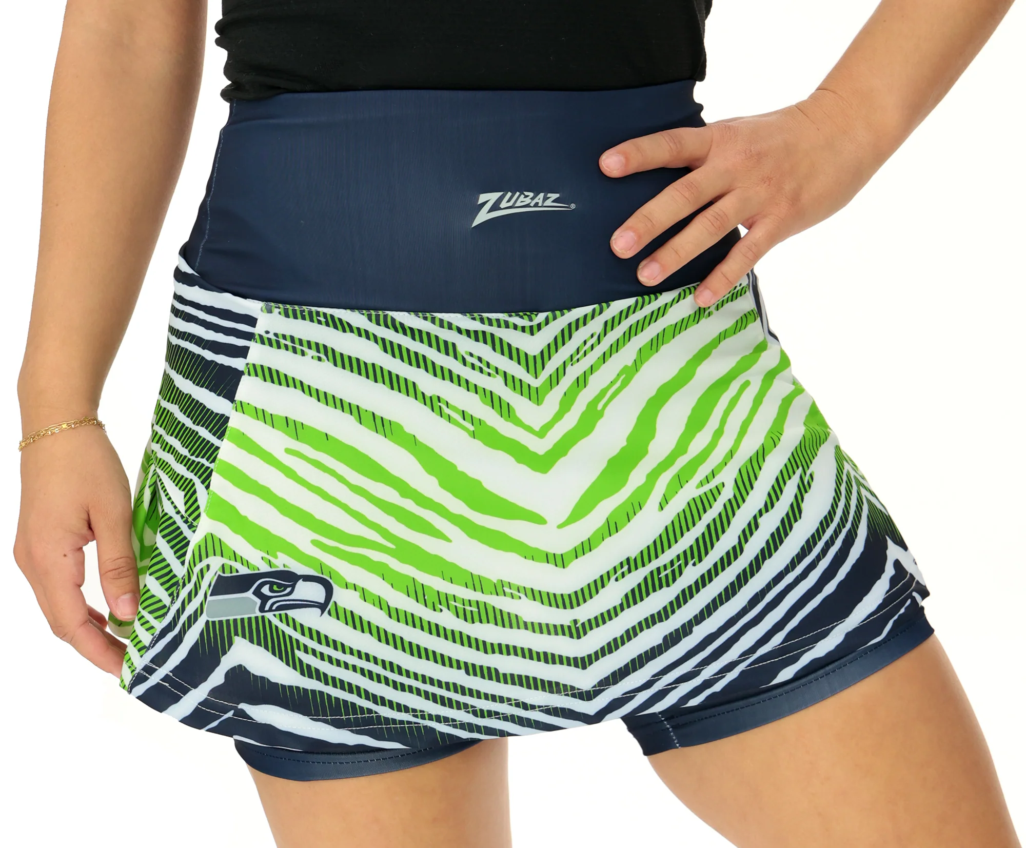 Zubaz NFL Women's Zebra Ombre Skort Team Primary Logo, Seattle Seahawks - Image 48