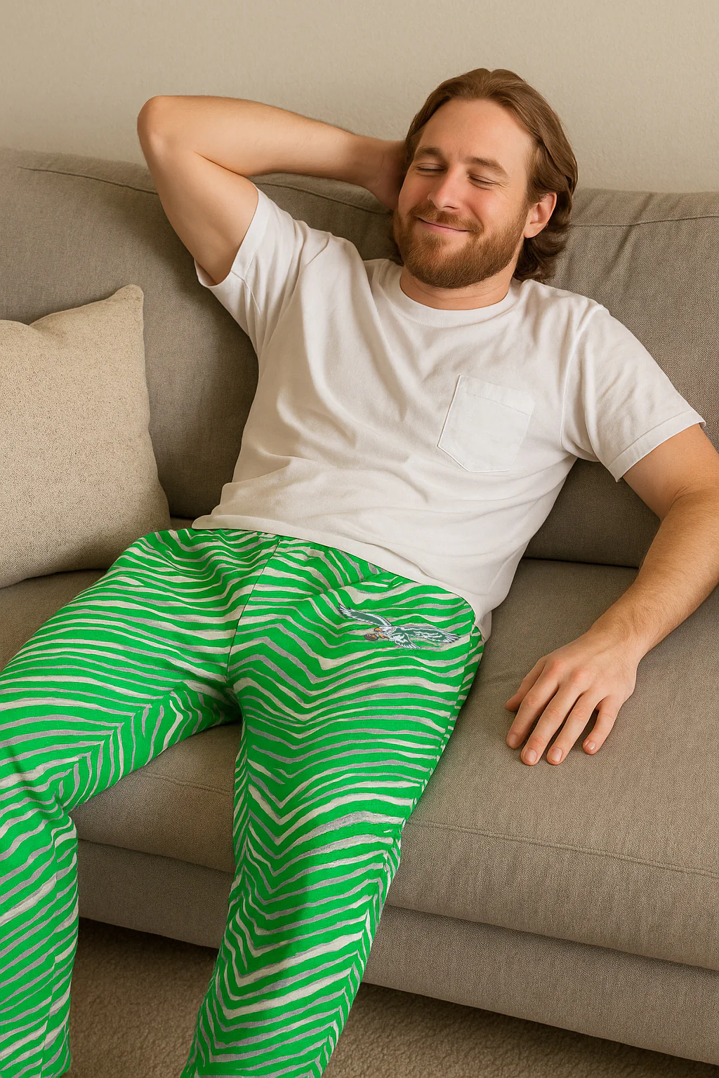Zubaz NFL   Z88 3 Color Classic Zebra Screen Printed Logo Pant, PHILADELPHIA EAGLES - Image 5