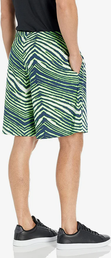 Zubaz Seattle Seahawks NFL Men's Classic Zebra Print Shorts with Team Logo - Image 3