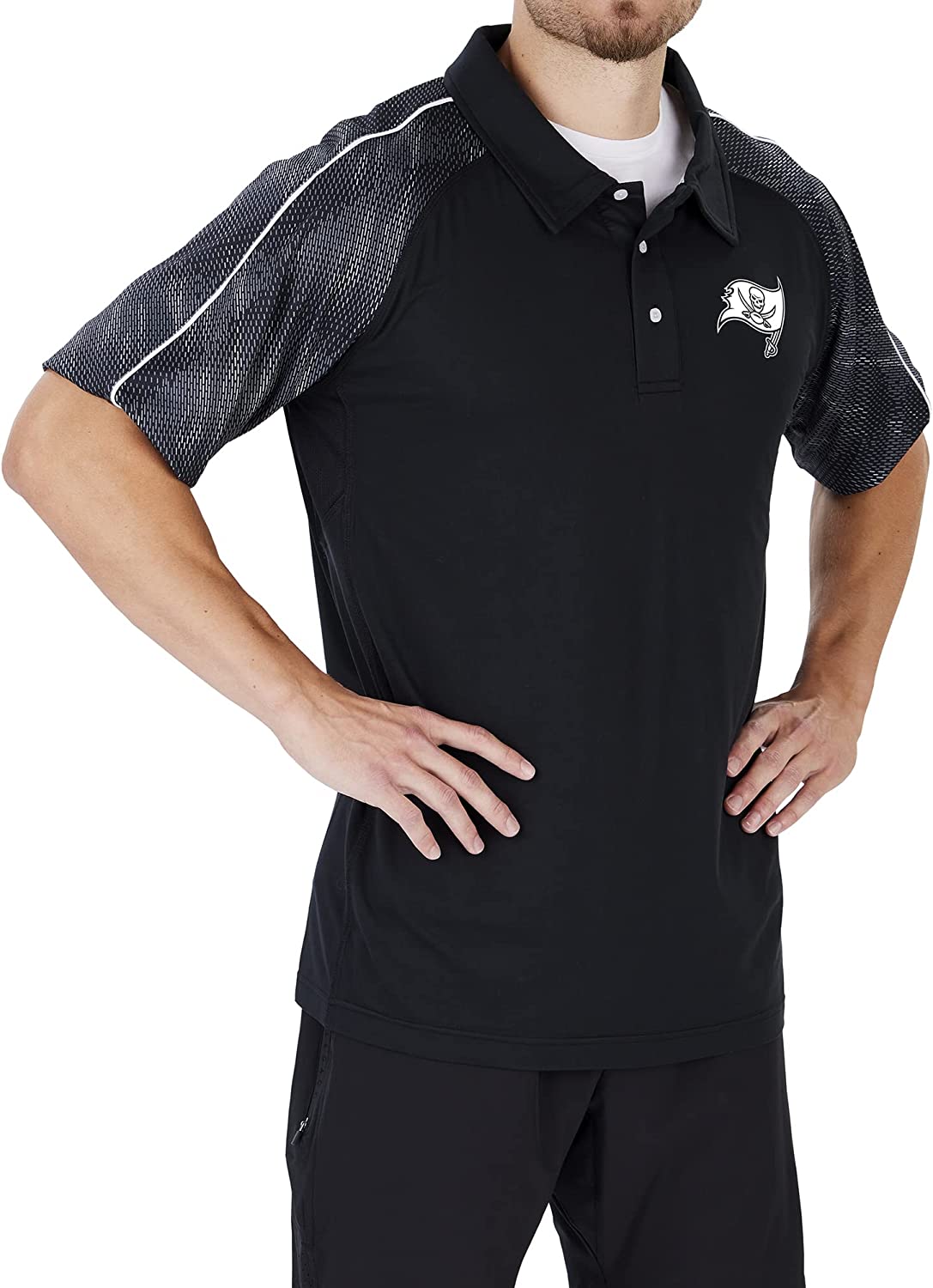 Zubaz Tampa Bay Buccaneers NFL Men's Elevated Polo Tonal Viper Print Accent - Image 4