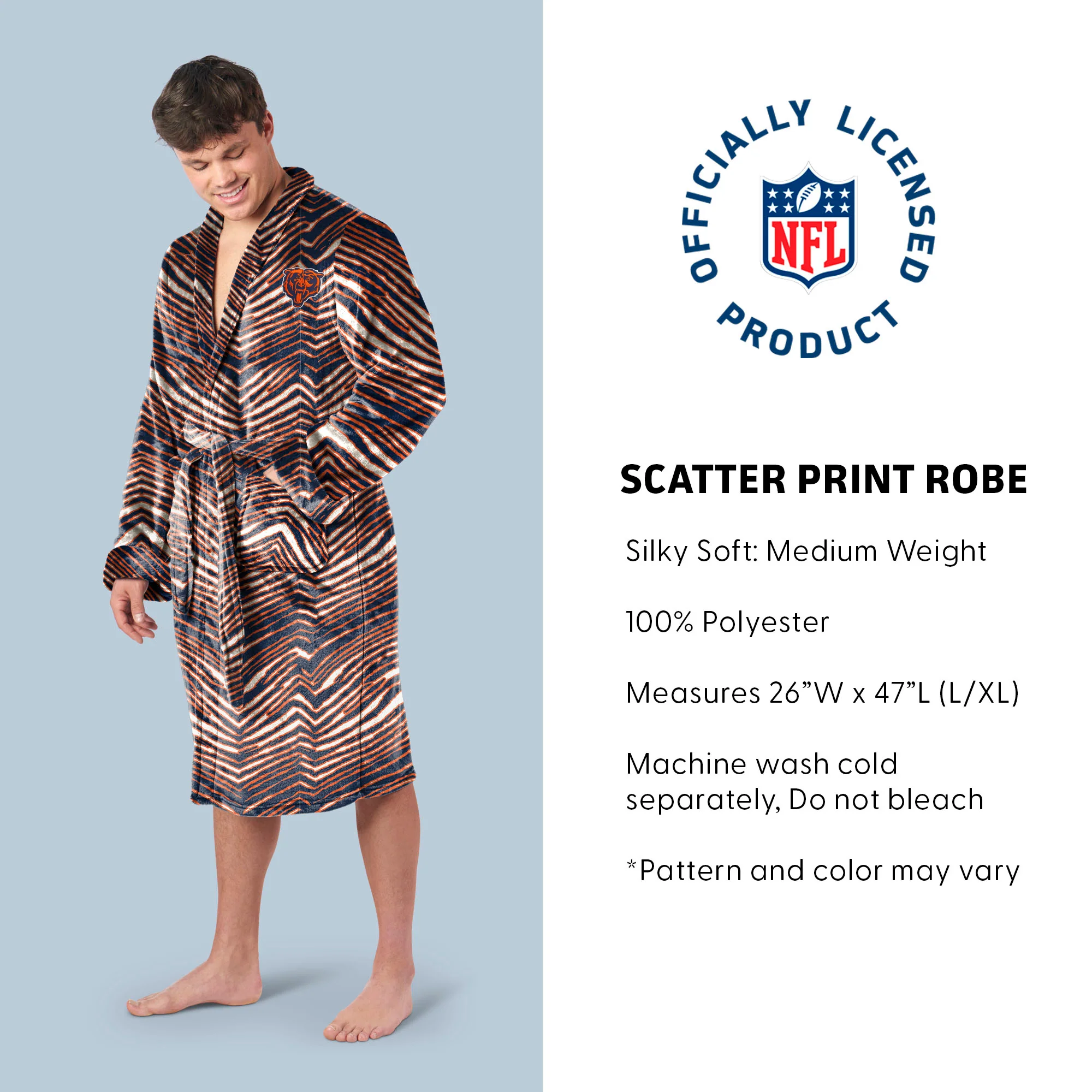 Zubaz X Northwest SCATTER PRINT ROBE ZUBAZ - BEARS - Image 3