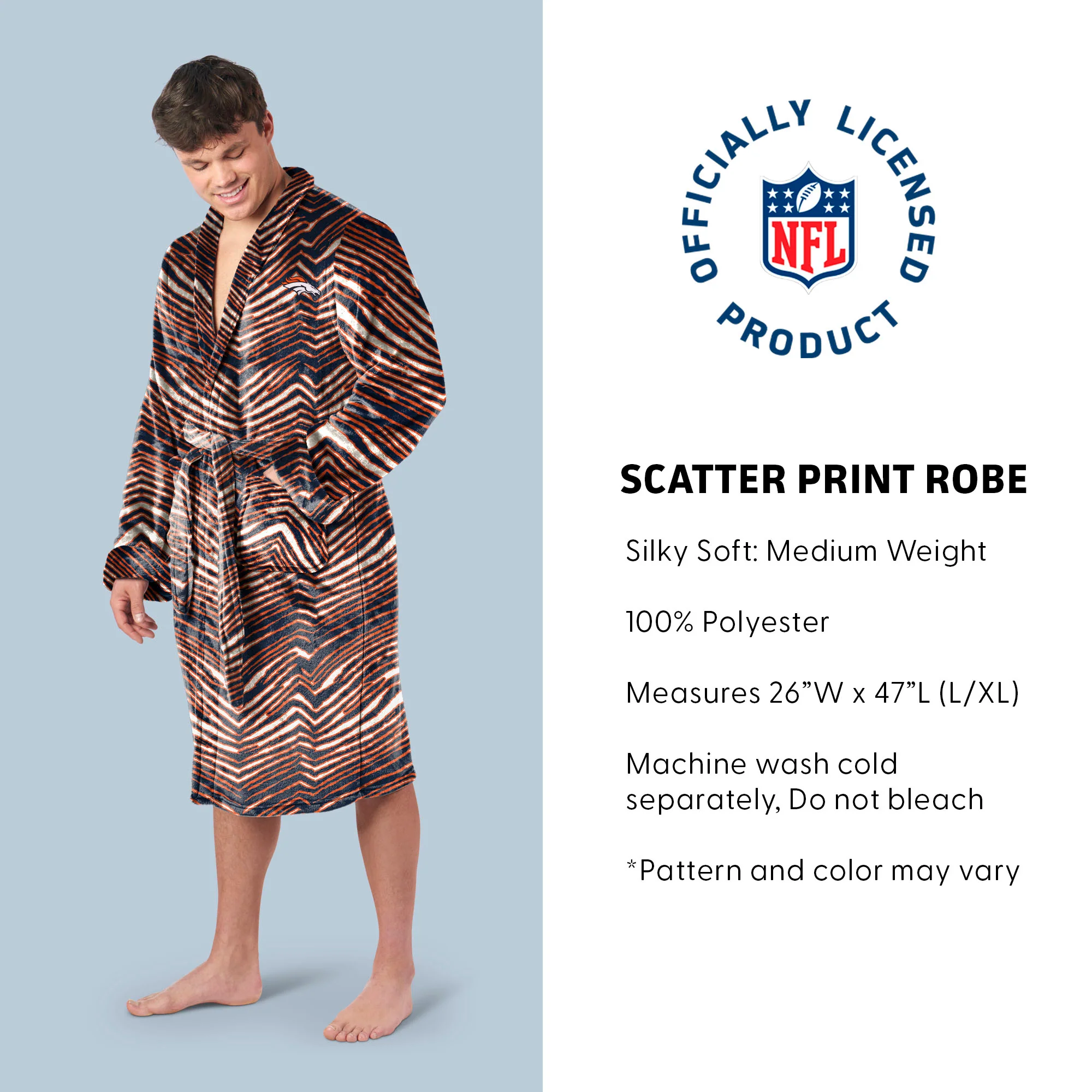 Zubaz X Northwest SCATTER PRINT ROBE ZUBAZ - BRONCOS - Image 3