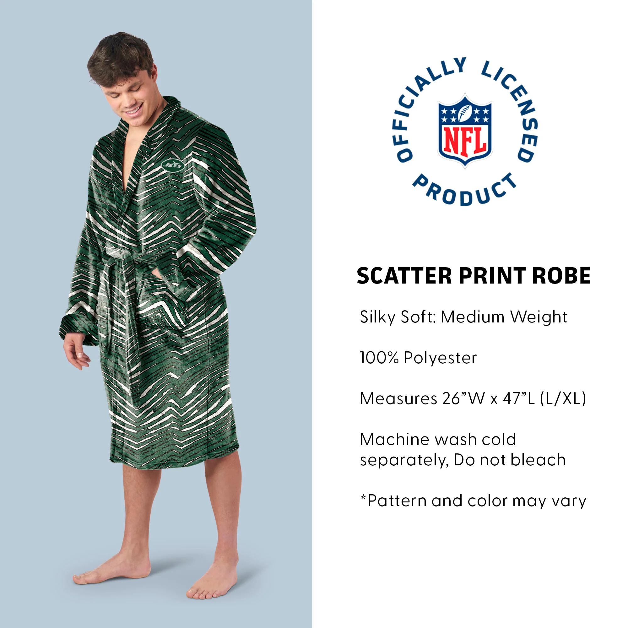 Zubaz X Northwest SCATTER PRINT ROBE ZUBAZ - JETS - Image 3