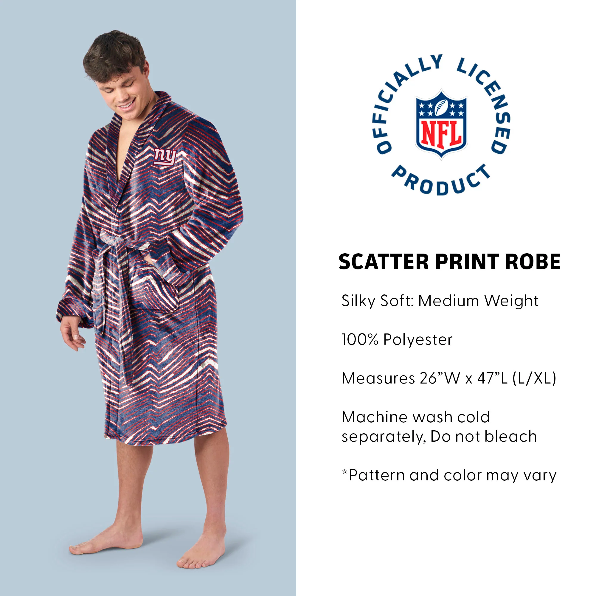 Zubaz X Northwest SCATTER PRINT ROBE ZUBAZ - NY GIANTS - Image 3
