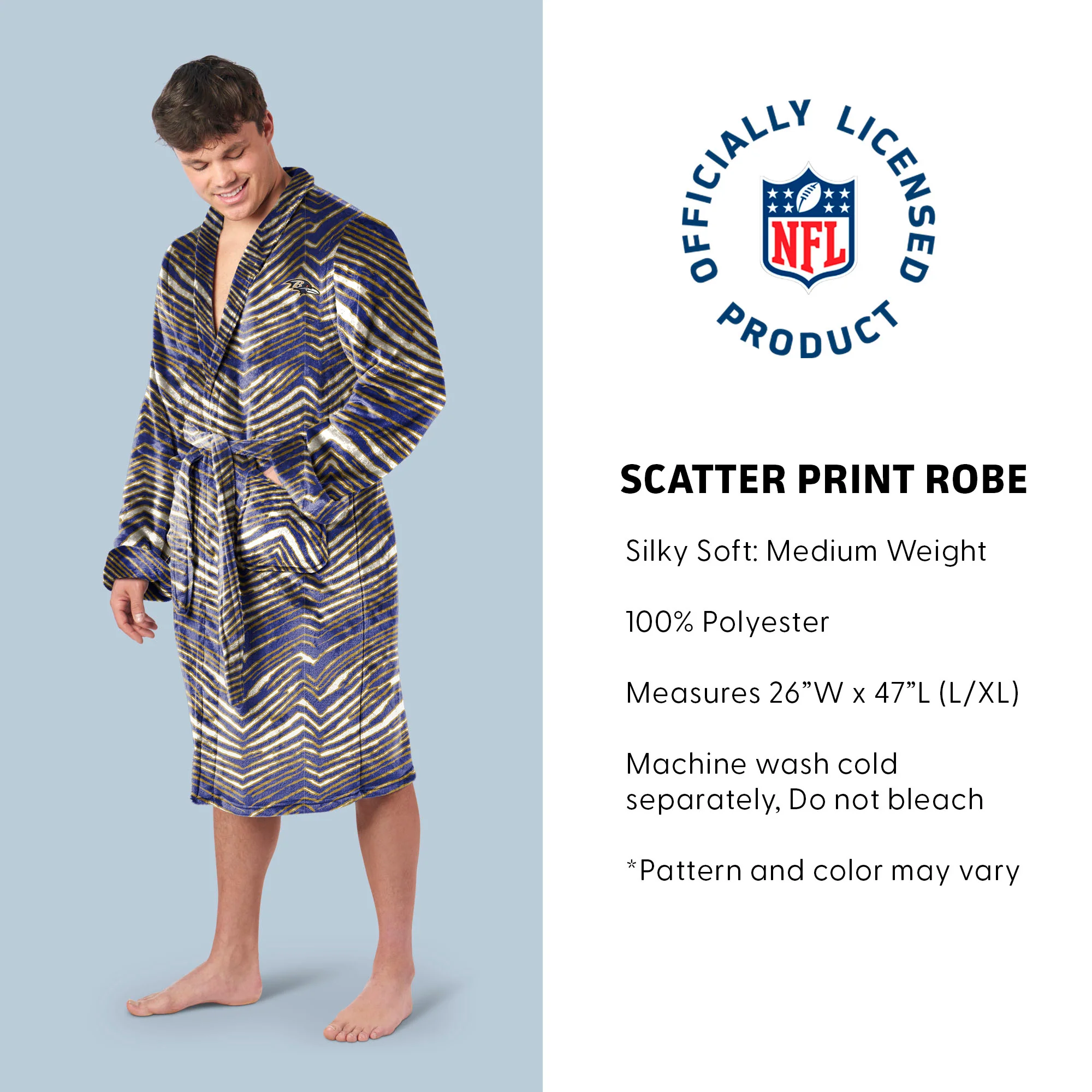 Zubaz X Northwest SCATTER PRINT ROBE ZUBAZ - RAVENS - Image 3