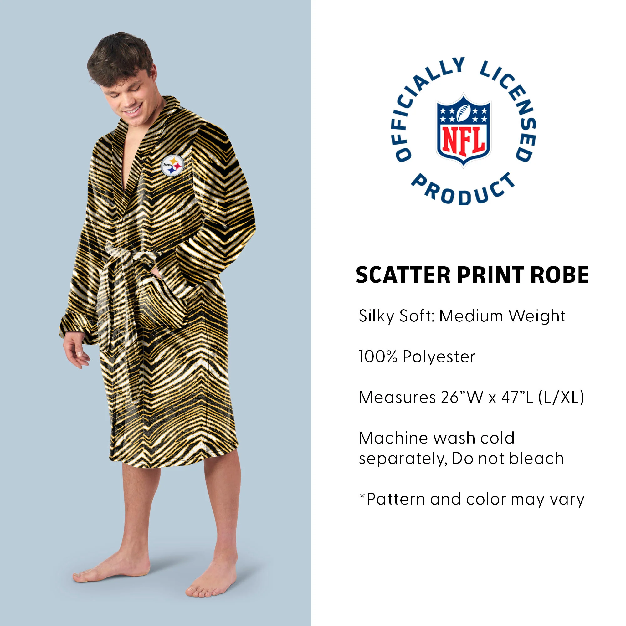 Zubaz X Northwest SCATTER PRINT ROBE ZUBAZ - STEELERS - Image 3